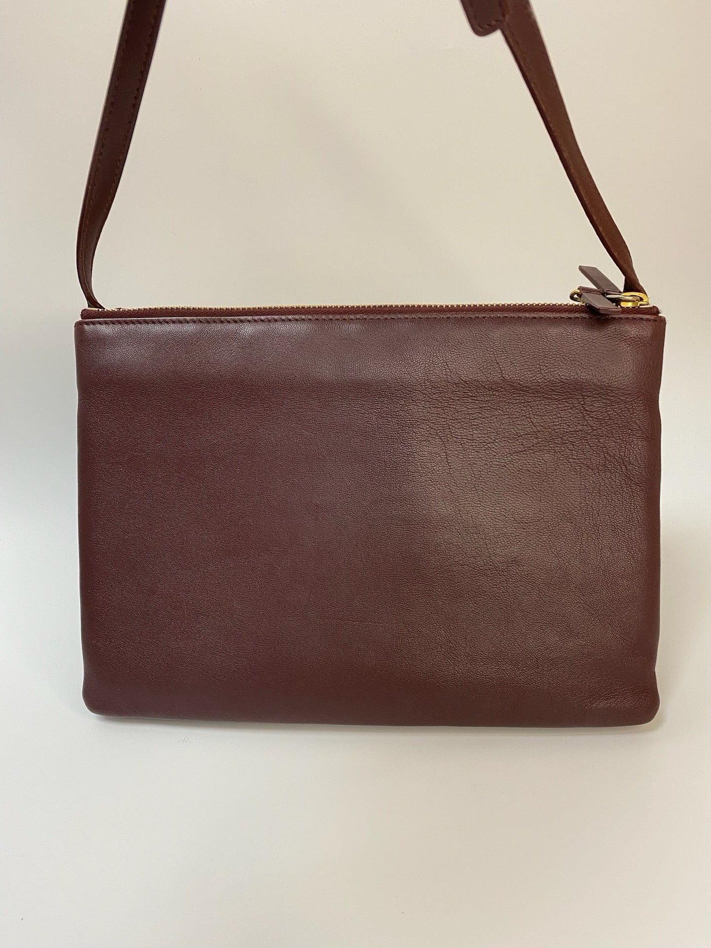 J2978 Celine Crossbody Bag Crossbody Trio in red, Box Calfskin | Pre-Owned Red Calfskin leather