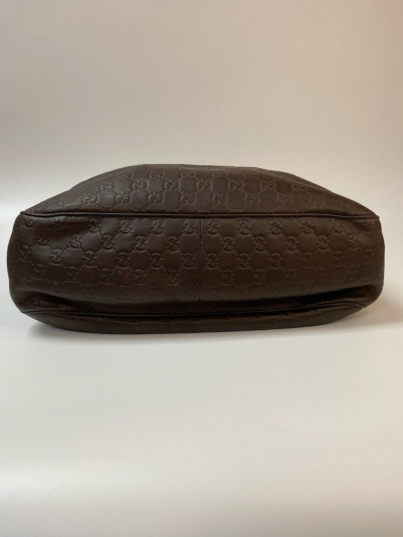 J2857 Gucci Tote Bag Dark Brown Guccisima Leather Sukey Tote | Pre-Owned Dark Brown Leather Guccissima