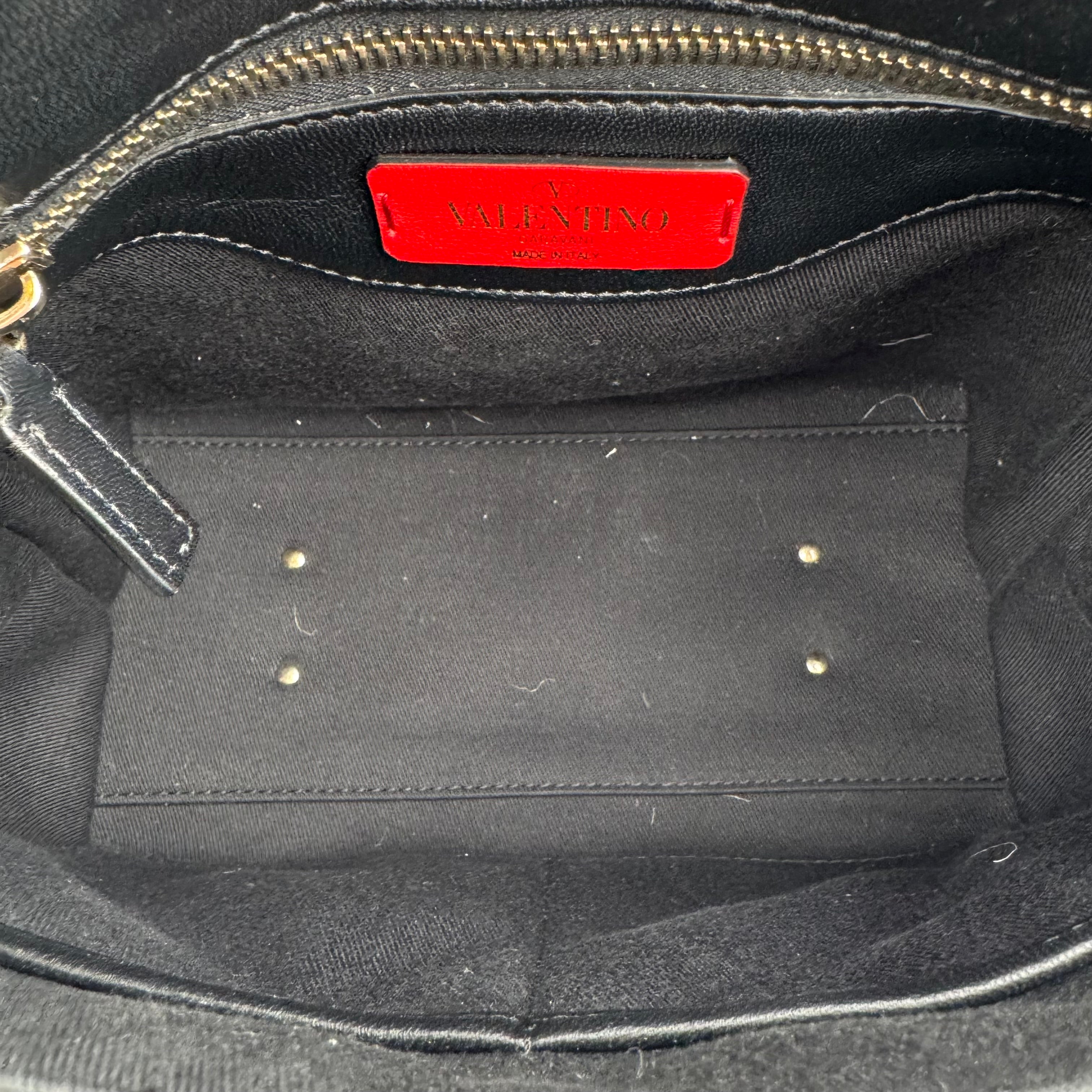 Valentino Lambskin VLTN Print Candystud Black Shoulder Bag J2152 | Pre-Owned Like New Black Leather