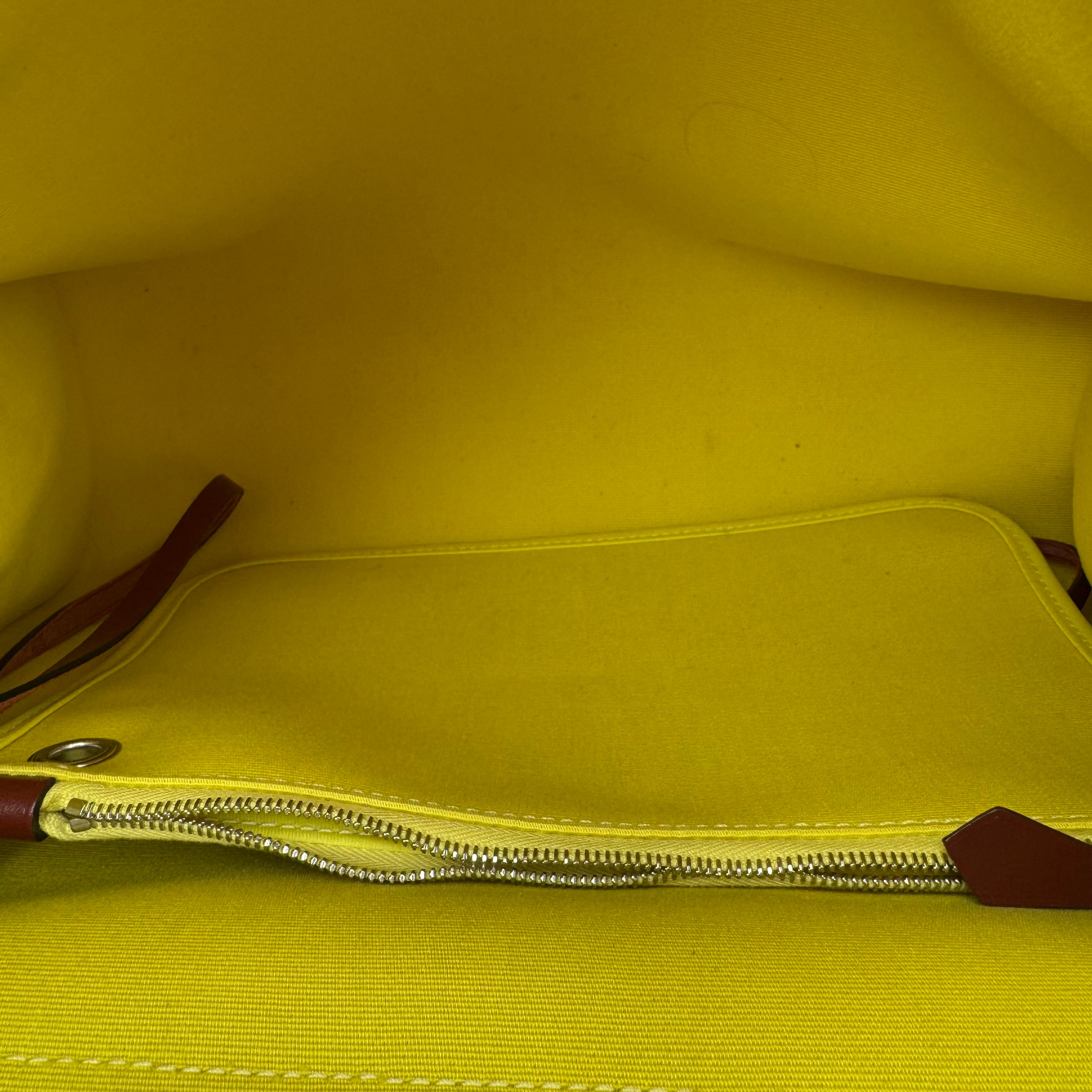 Hermes Herbag Zip Leather and Toile 31 Yellow Shoulder Bag J3331 | Pre-Owned Like New Leather