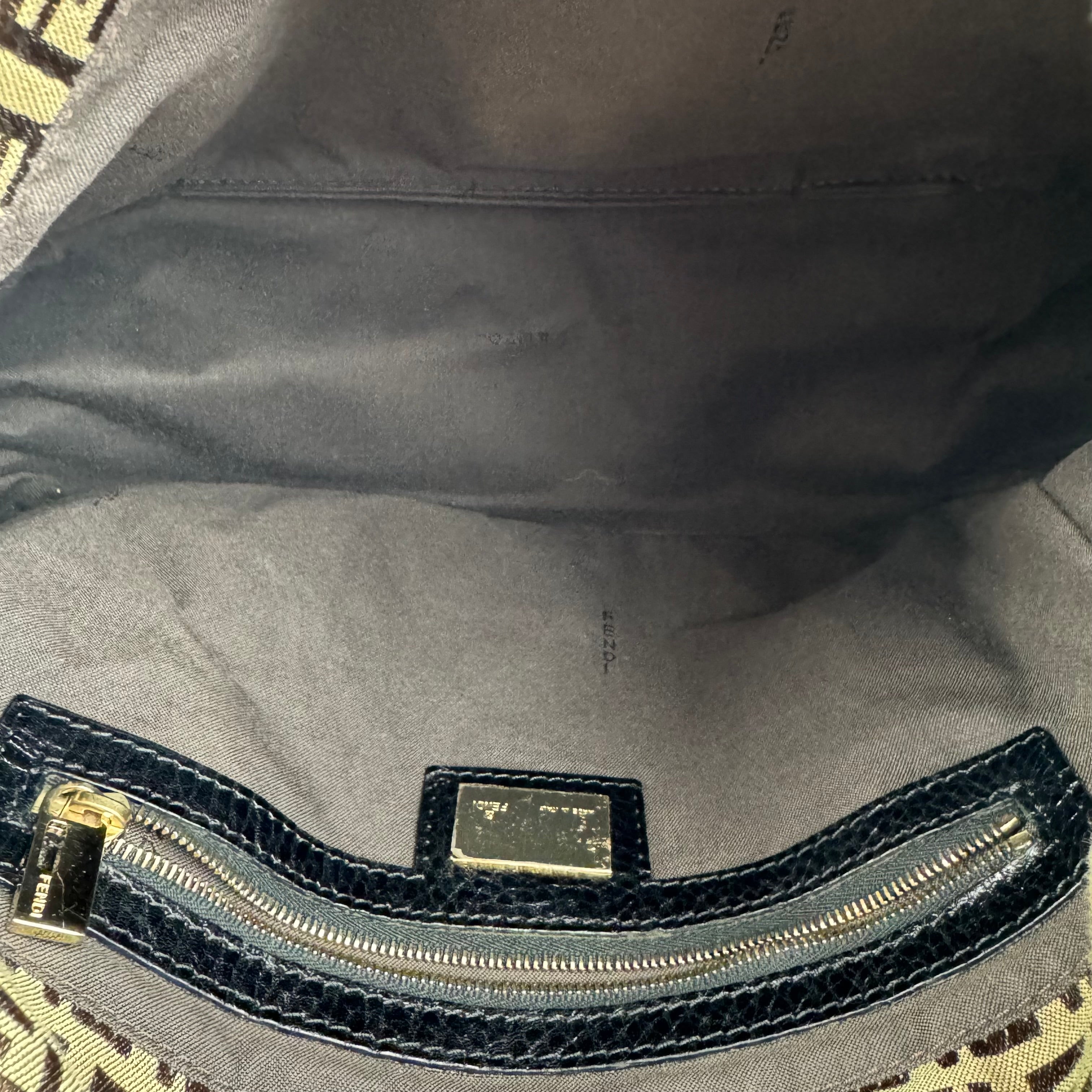Fendi Velvet Zucchino Canvas Mamma Baguette Top Handle Bag J2151 | Pre-Owned Like New Canvas