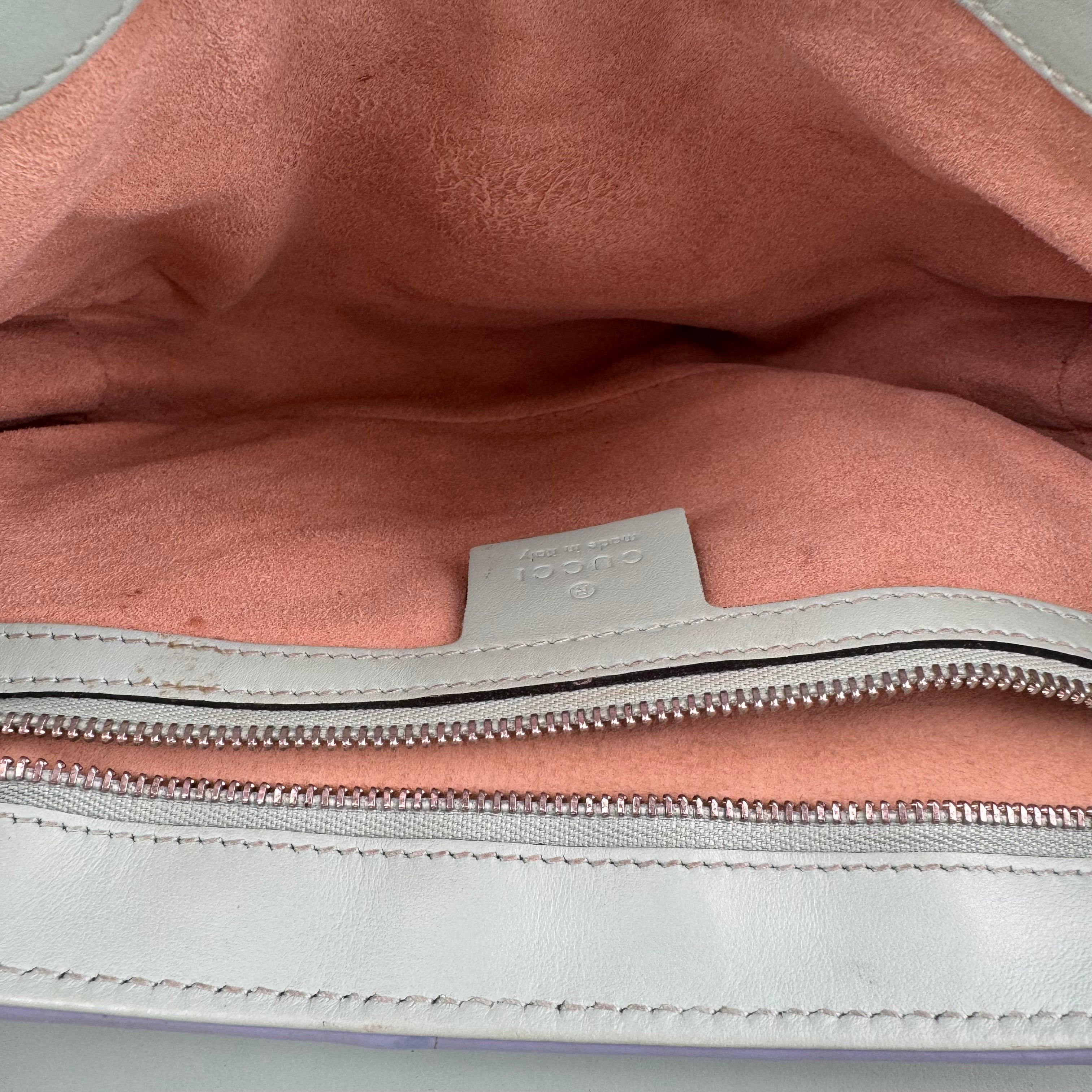 Gucci Calfskin Matelasse Diagonal Small GG Marmont Multicolor Pastel Crossbody Bag J3046 | Pre-Owned Excellent Leather