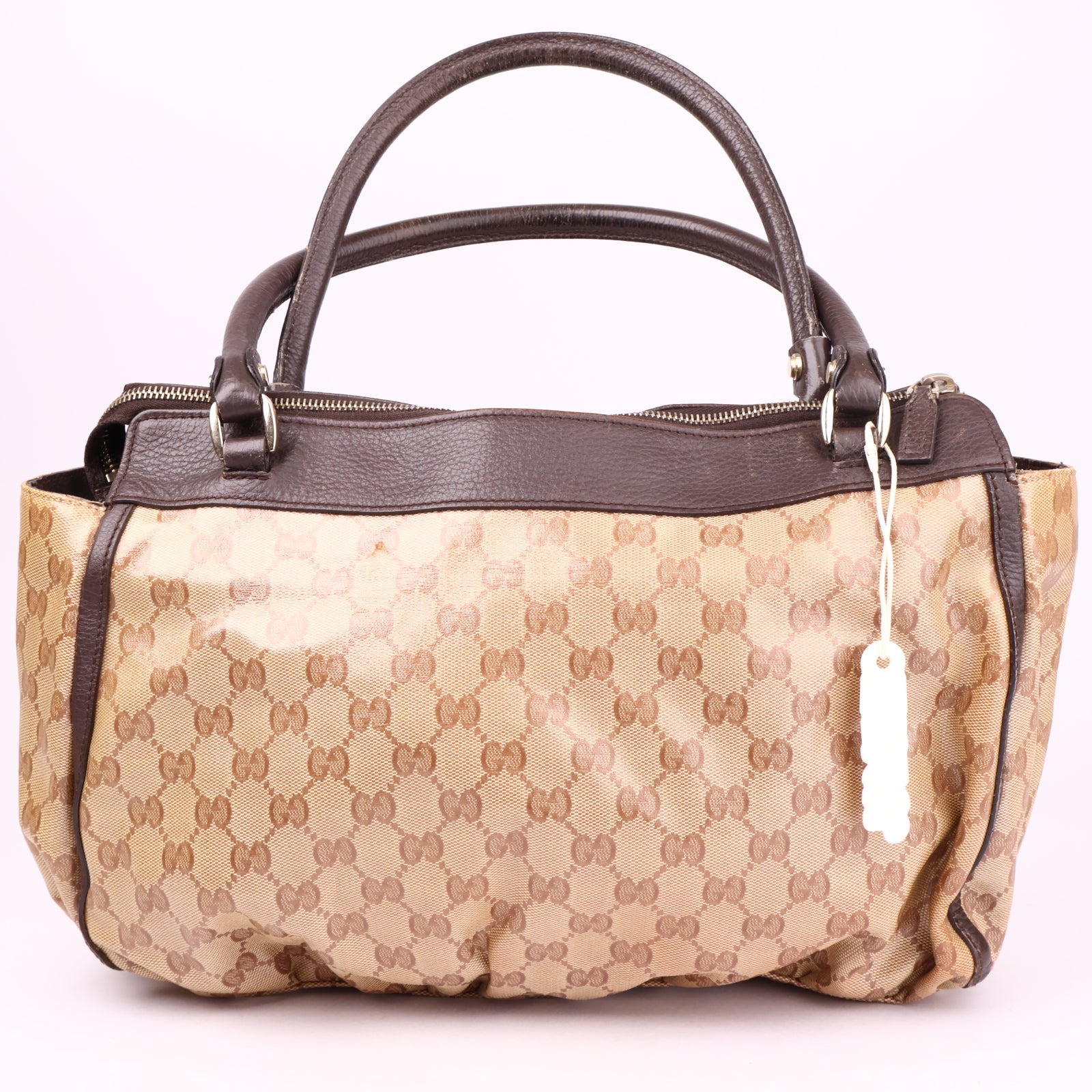 OJ3604 Gucci Brown GG Crystal Abbey-D Ring Tote Bag- Pre Owned