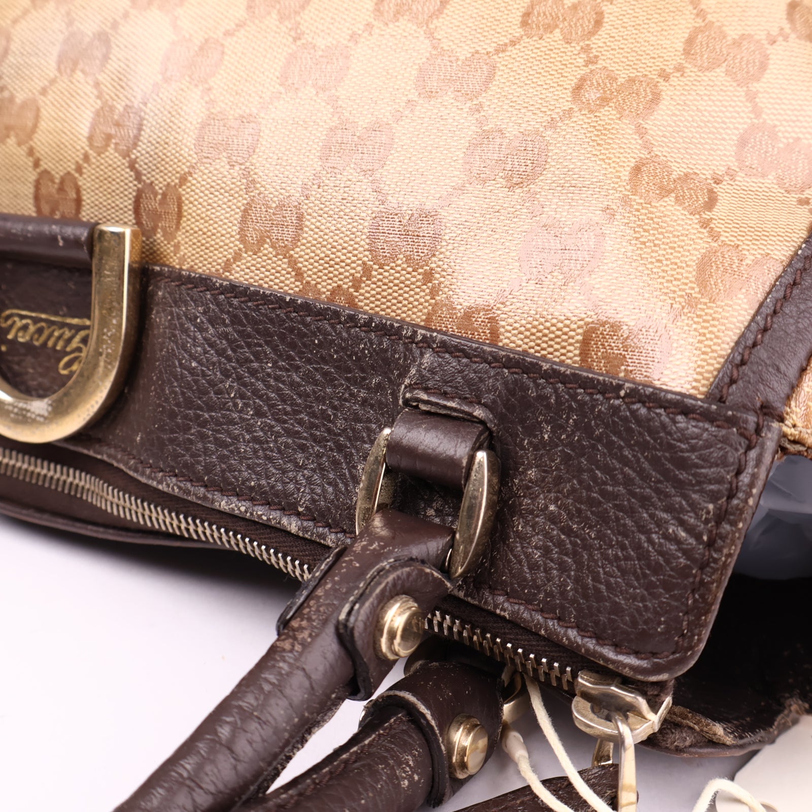 OJ3604 Gucci Brown GG Crystal Abbey-D Ring Tote Bag- Pre Owned