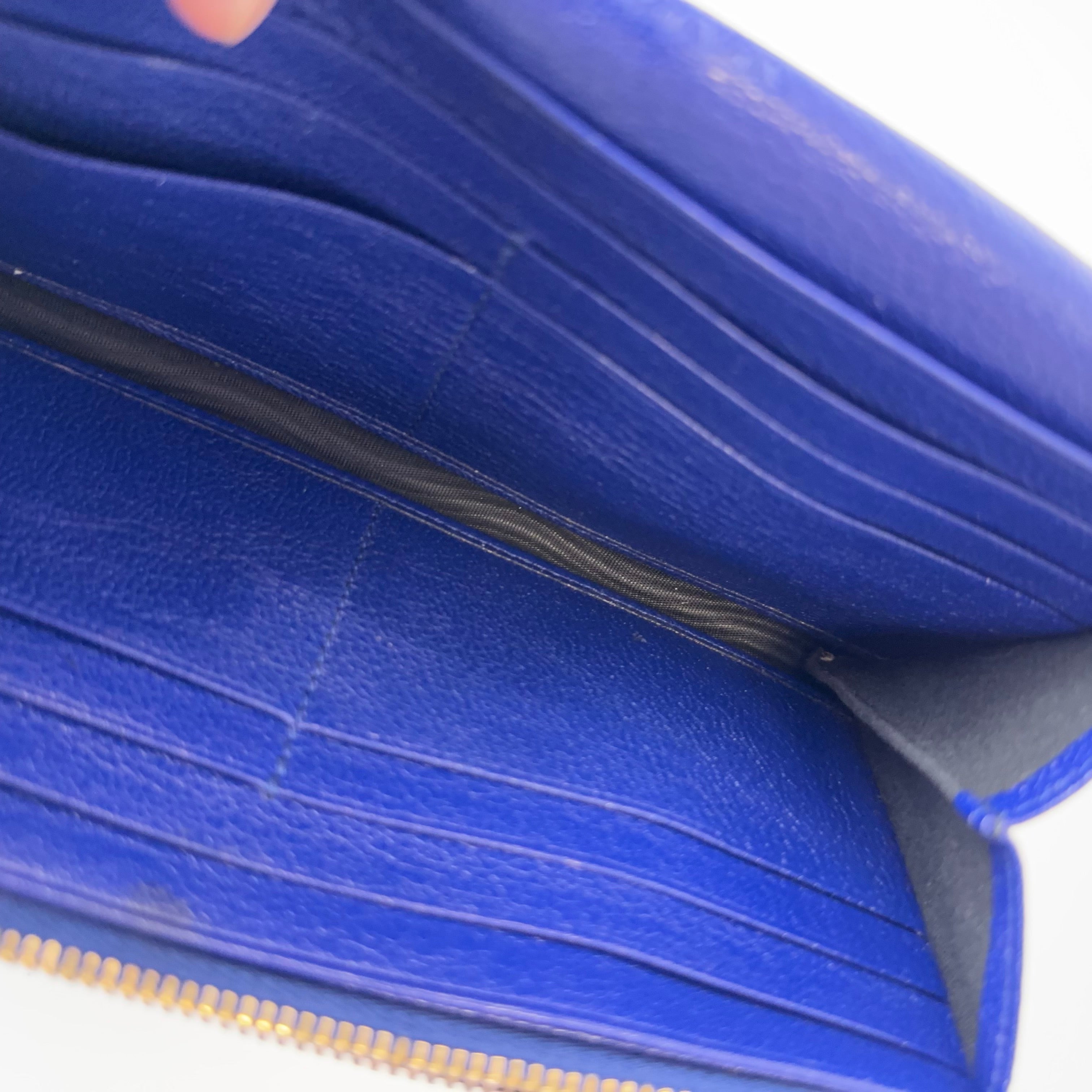 PRE OWNED- BALENCIAGA navy blue City Moto leather continental wallet J0565W94211