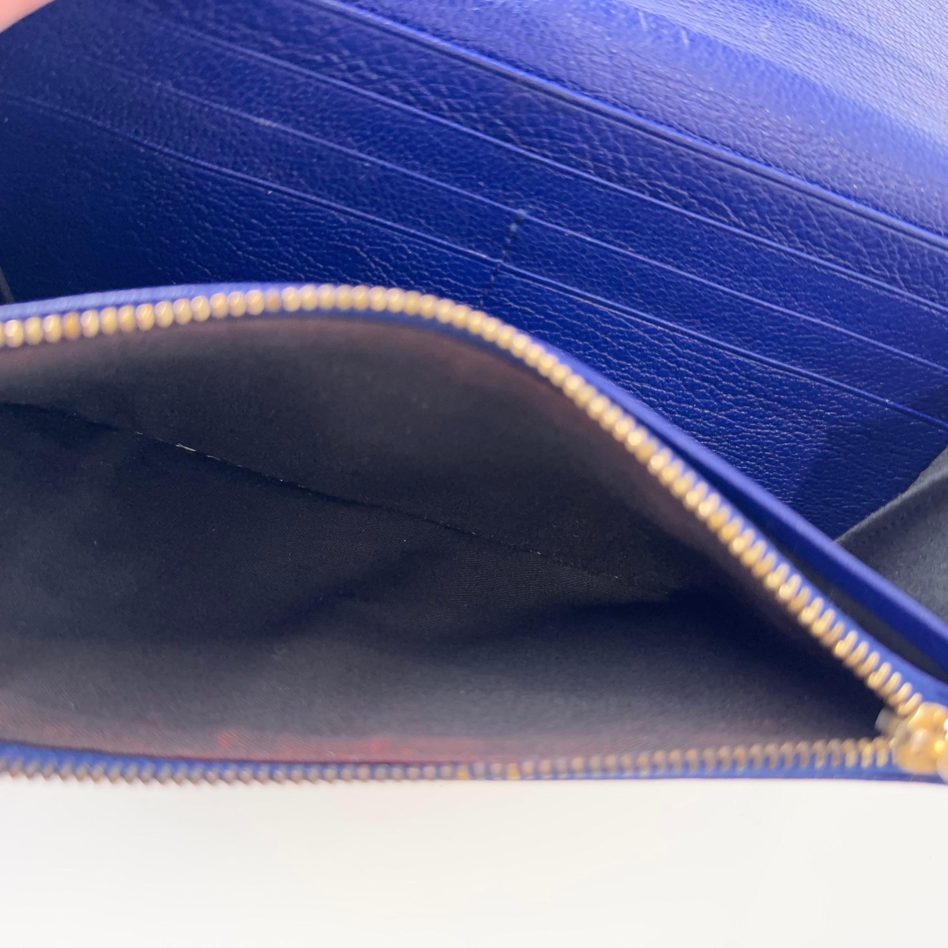 PRE OWNED- BALENCIAGA navy blue City Moto leather continental wallet J0565W94211