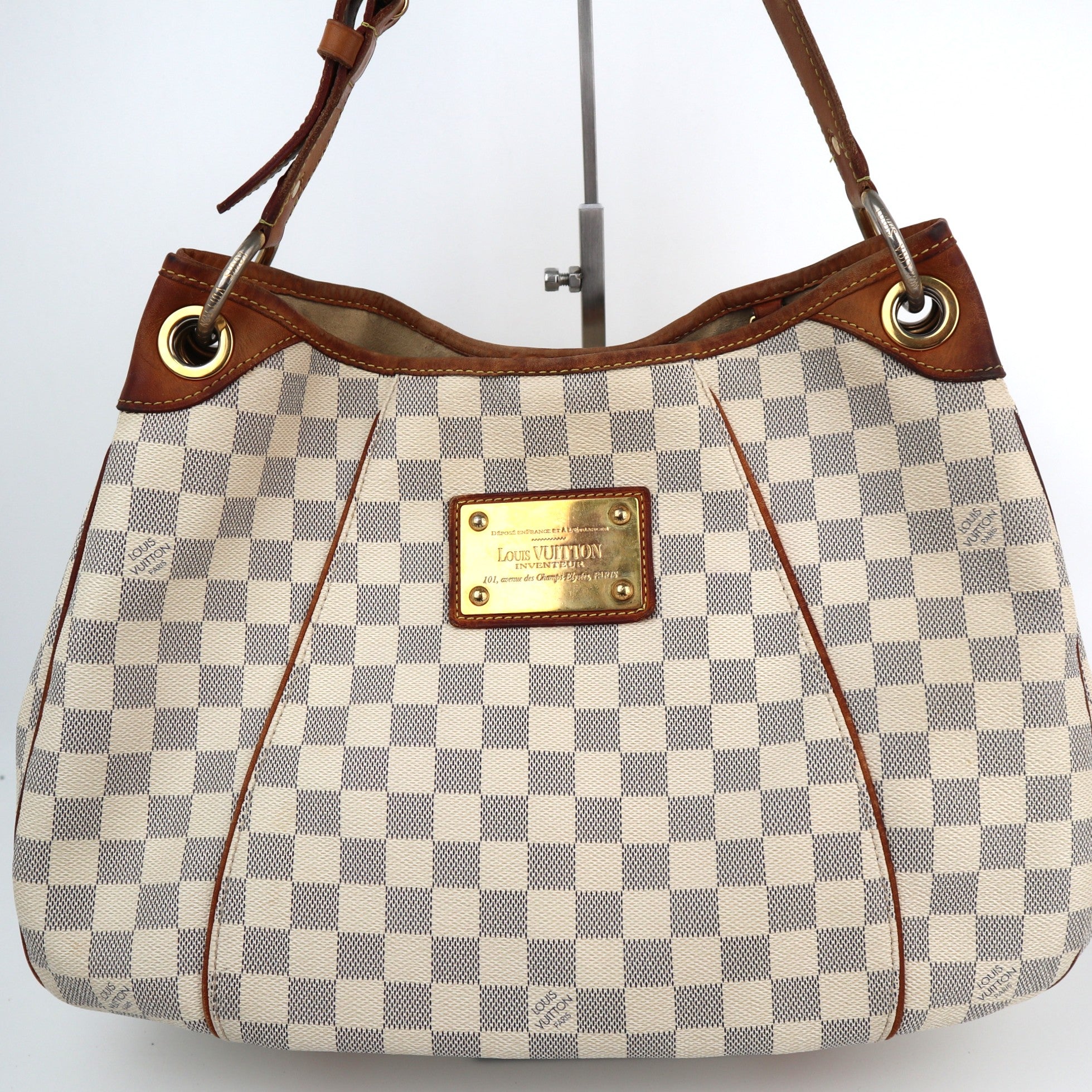 Louis Vuitton Damier Azur Galliera PM Shoulder Bag C1887 | Pre-Owned Very Good White / Blue Damier Azur Canvas