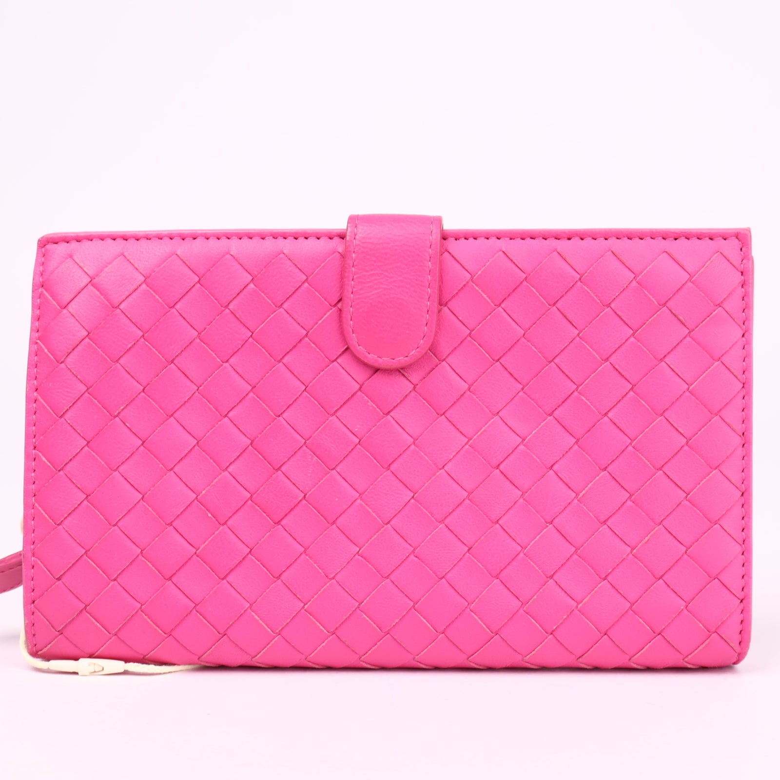 J3616 Bottega Veneta Pink Intrecciato Woven Nappa Leather- Pre Owned