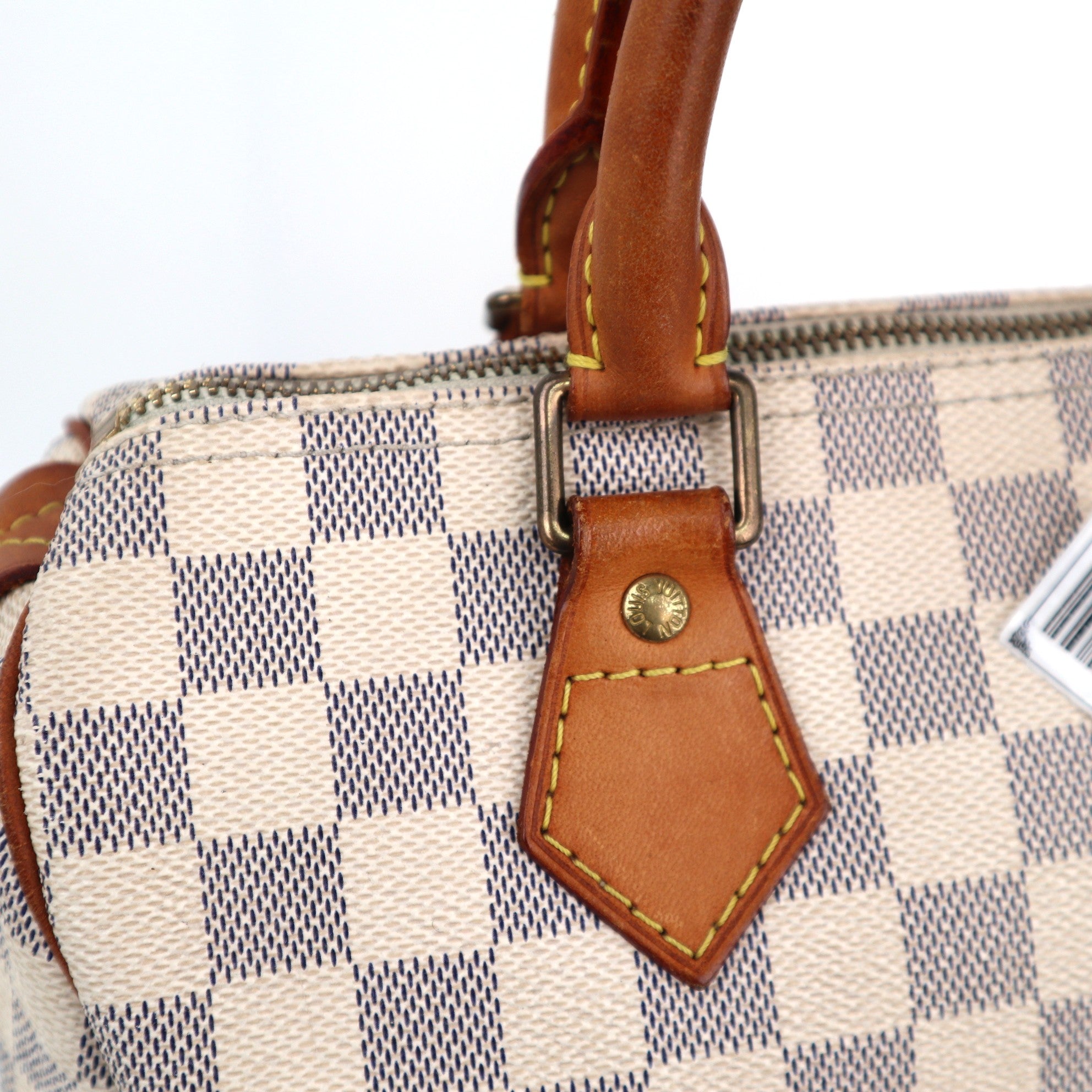 Louis Vuitton Damier Azur Speedy 25 Top Handle Bag C1902 | Pre-Owned Very Good White / Blue Damier Azur Canvas