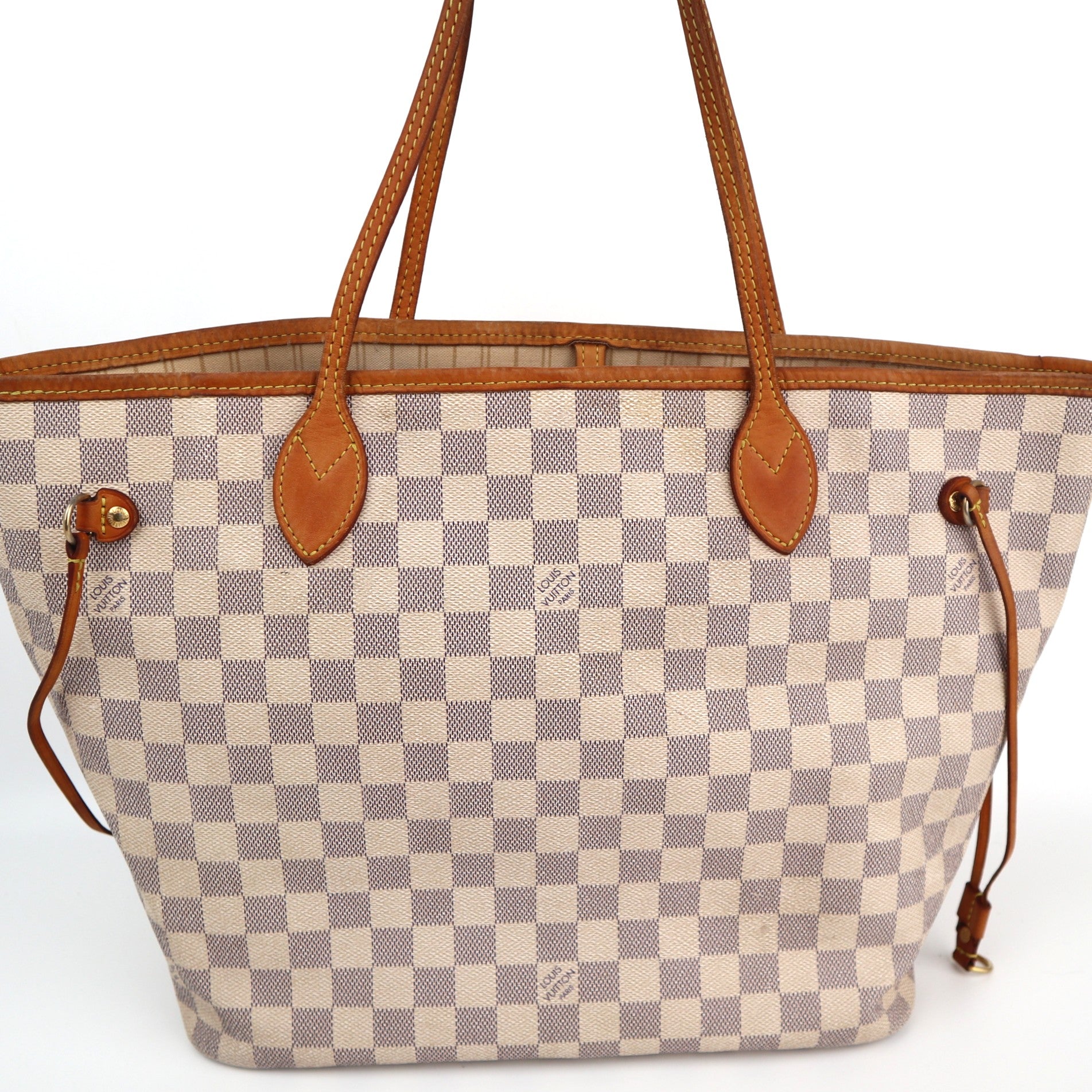 C1914 Louis Vuitton Shoulder Bag Damier Azur Neverfull MM | Pre-Owned Very Good Brown Canvas Damier Azur