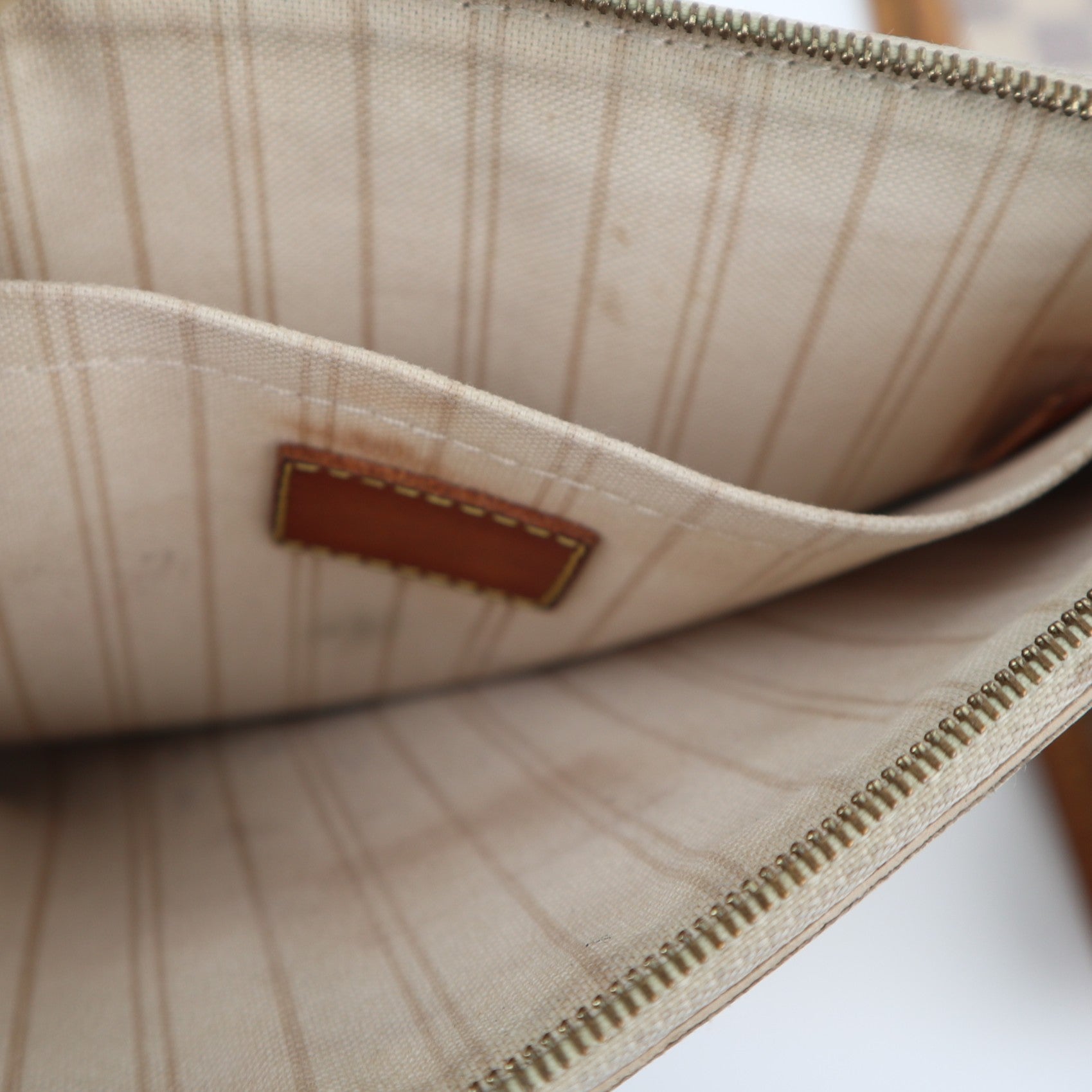 C1914 Louis Vuitton Shoulder Bag Damier Azur Neverfull MM | Pre-Owned Very Good Brown Canvas Damier Azur