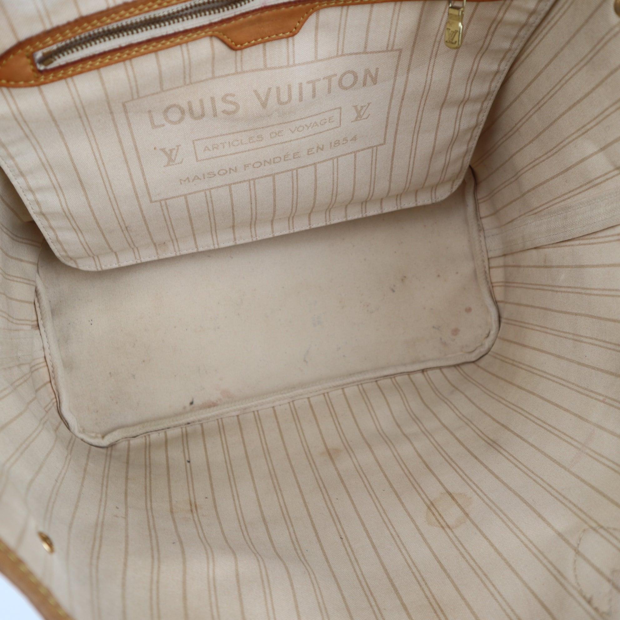 C1914 Louis Vuitton Shoulder Bag Damier Azur Neverfull MM | Pre-Owned Very Good Brown Canvas Damier Azur