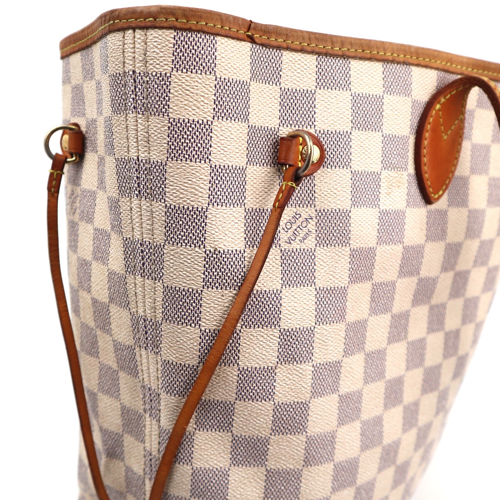 C1914 Louis Vuitton Shoulder Bag Damier Azur Neverfull MM | Pre-Owned Very Good Brown Canvas Damier Azur
