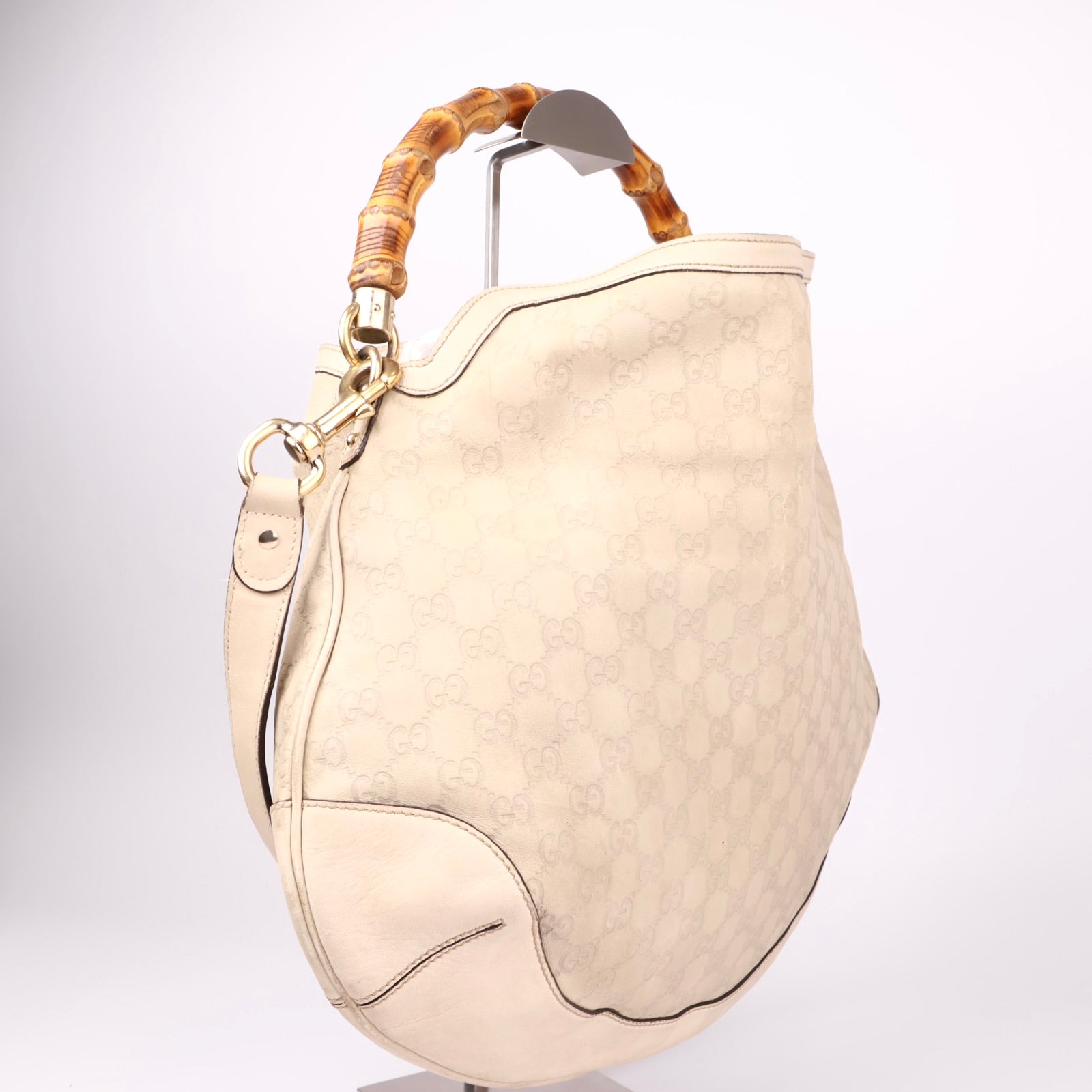 J3622 GUCCI Bamboo GG Canvas Guccissima Hand Bag- Pre Owned