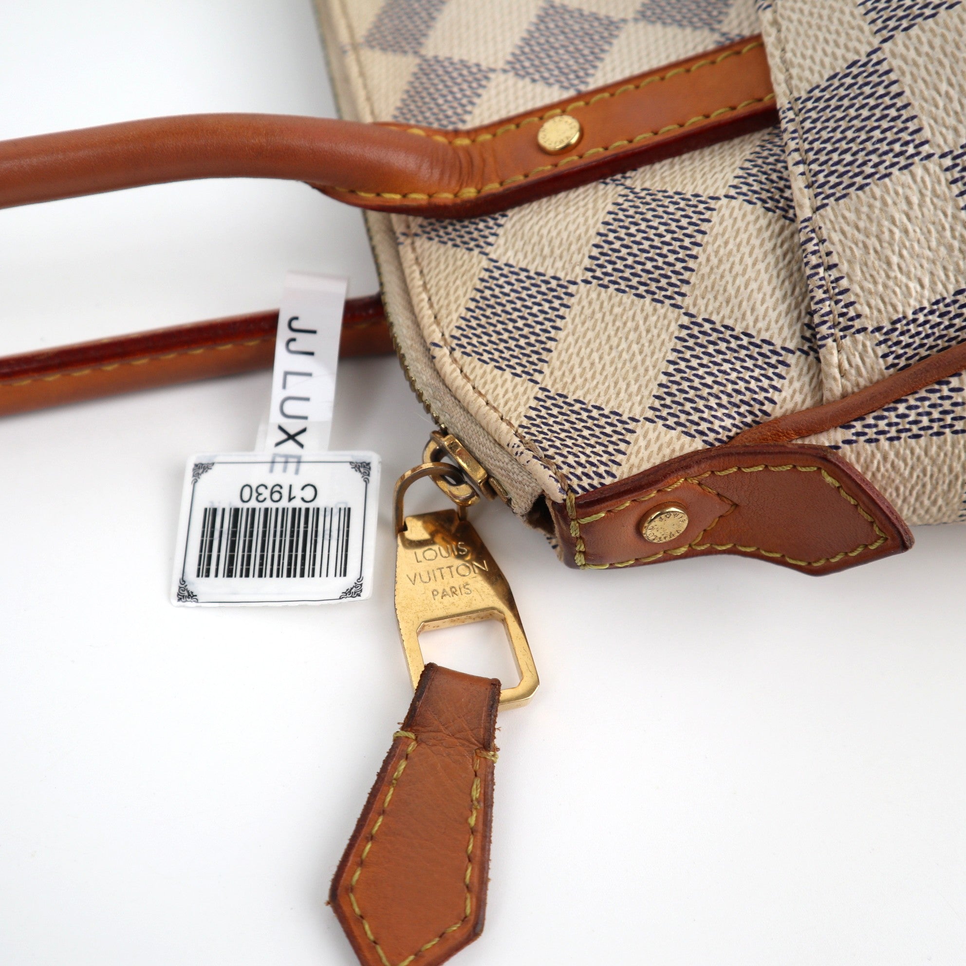 C1930 Louis Vuitton Shoulder Bag Damier Azur Figheri PM | Pre-Owned Very Good Brown Canvas Damier Azur