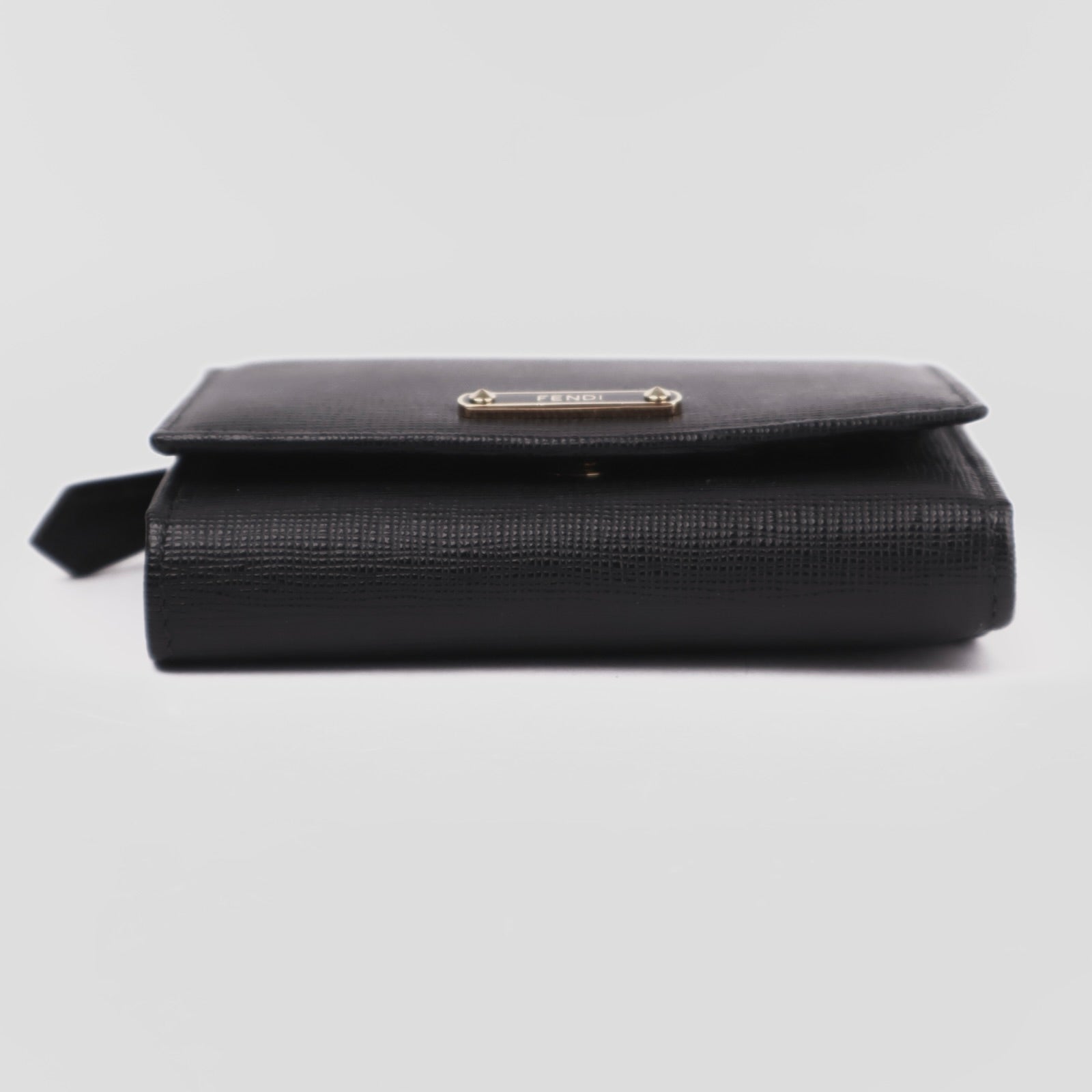 OJ3668-Fendi Black Leather Compact Wallet- Pre Owned