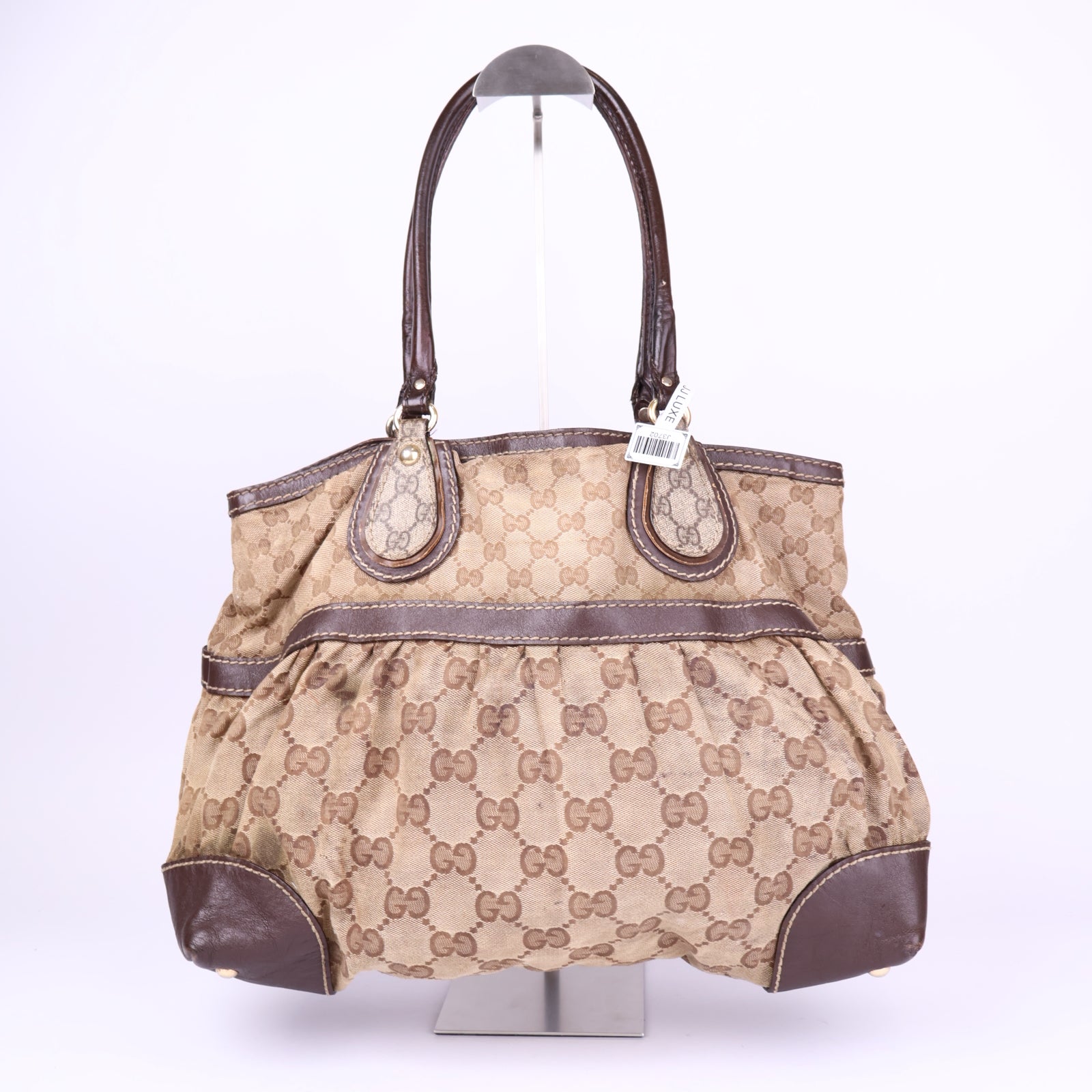 OJ3702-Gucci GG Monogram Supreme Mix Crystal Satchel Tote Bag- Pre Owned
