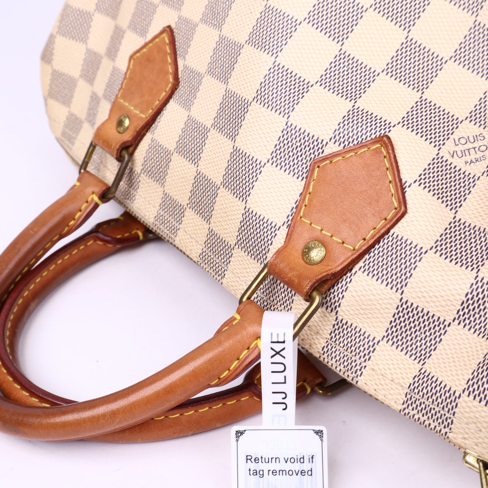 J3677-Louis Vuitton Speedy 30 handbag in azur damier canvas- Pre Owned