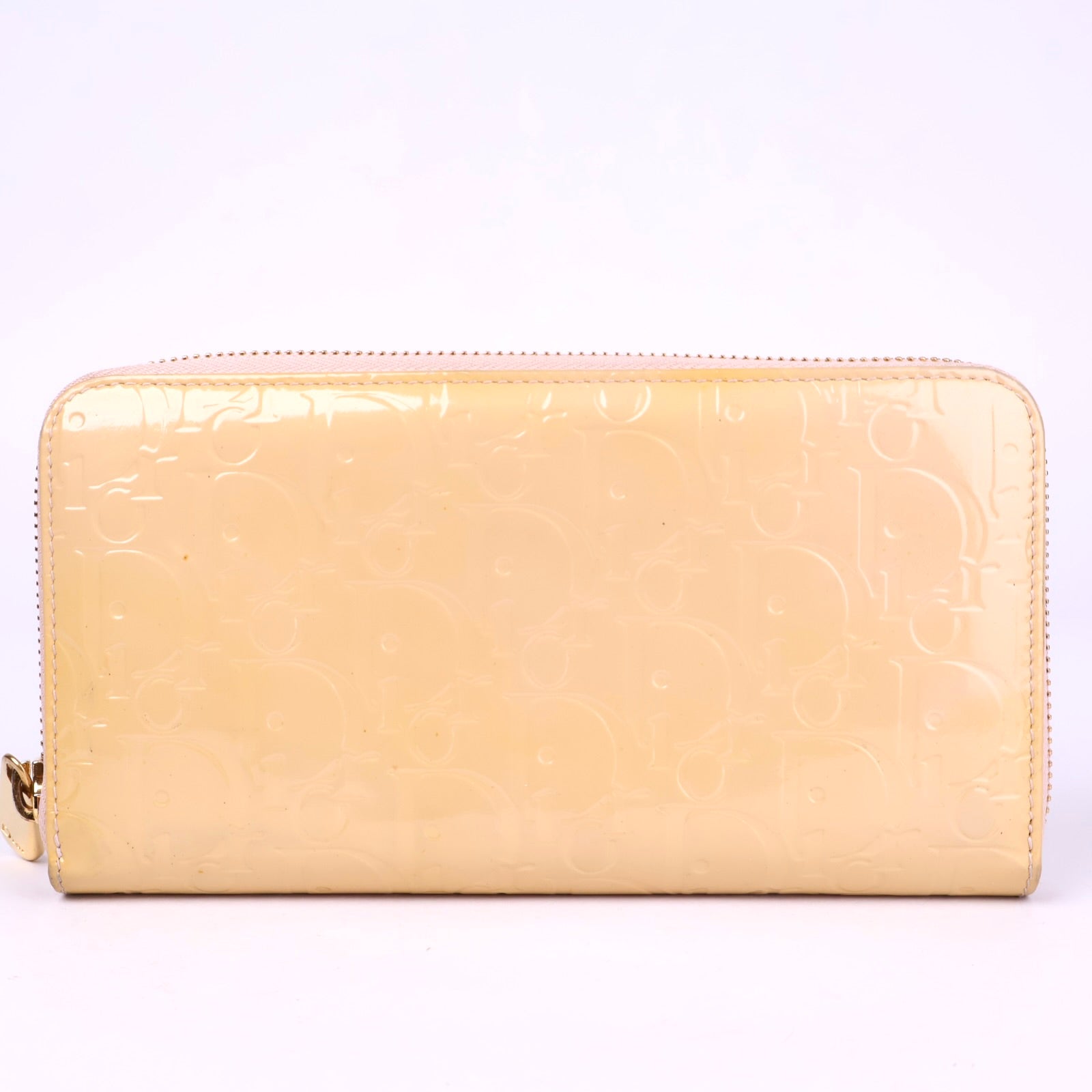 J3414 Dior Yellow Patent Leather Trotter Zip Wallet- Pre Owned
