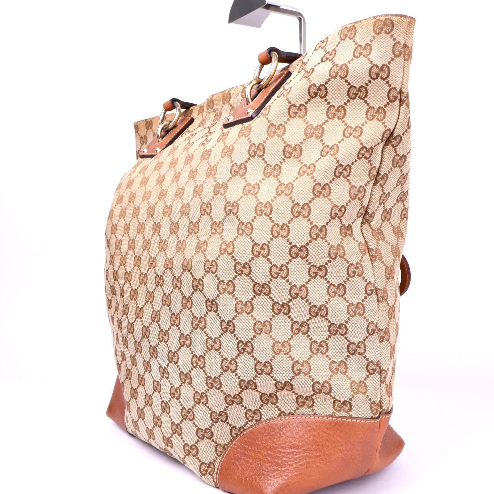 J3417 Gucci GG Canvas Medium Charm Tote- Pre Owned