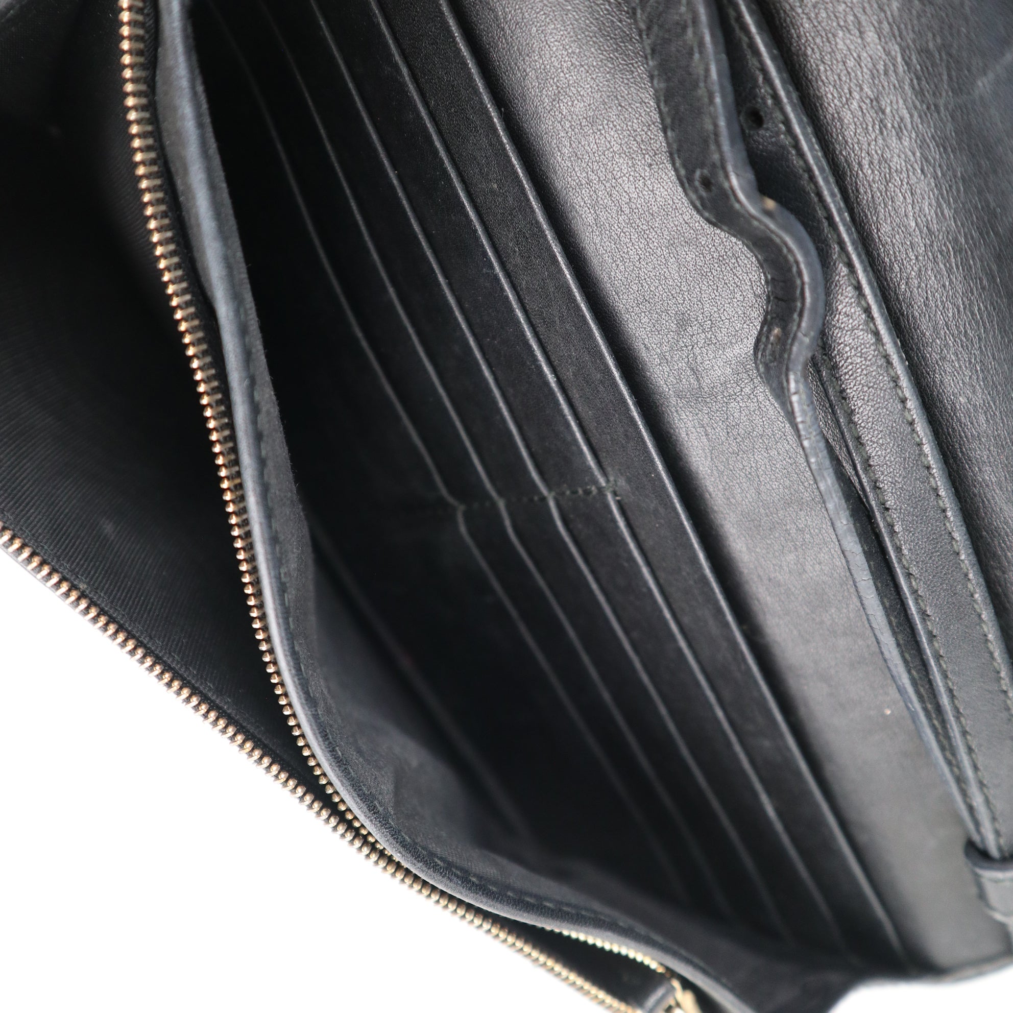 C1950 Gucci Wallet GG Micro Leather Crossbody Wallet Black | Pre-Owned Very Good Black Leather