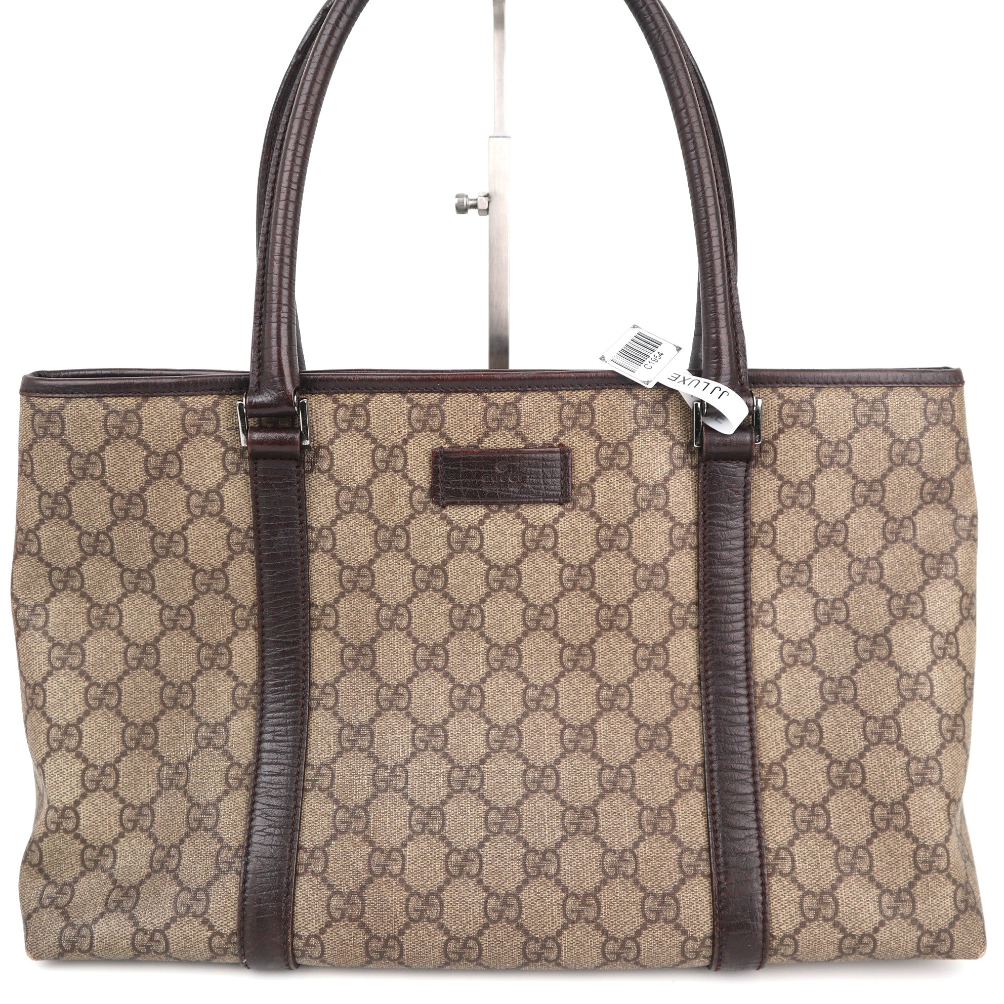 C1954 Gucci Tote Bag GG Supreme Joy Tote | Pre-Owned Excellent Black Canvas and Leather GG Supreme