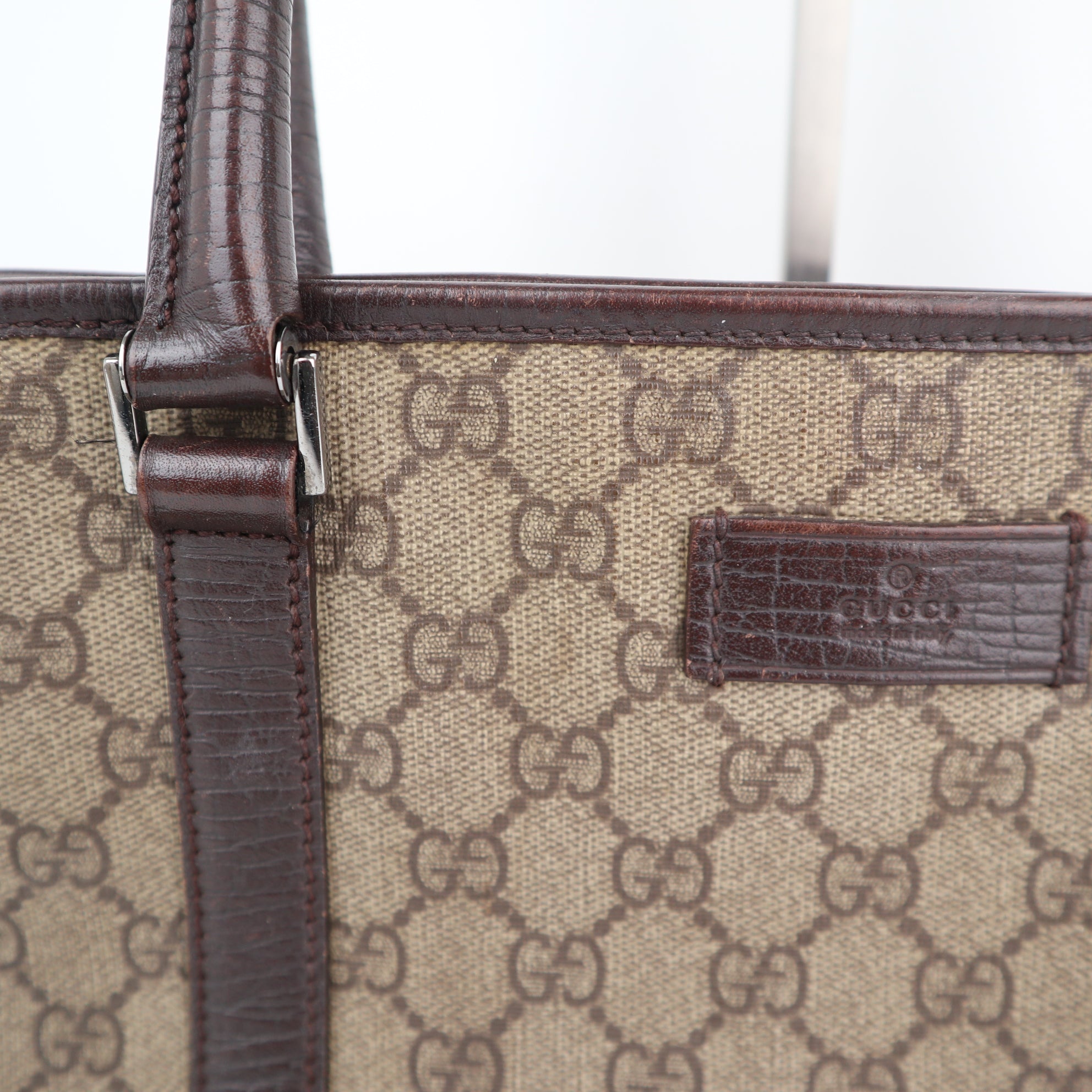 C1954 Gucci Tote Bag GG Supreme Joy Tote | Pre-Owned Excellent Black Canvas and Leather GG Supreme