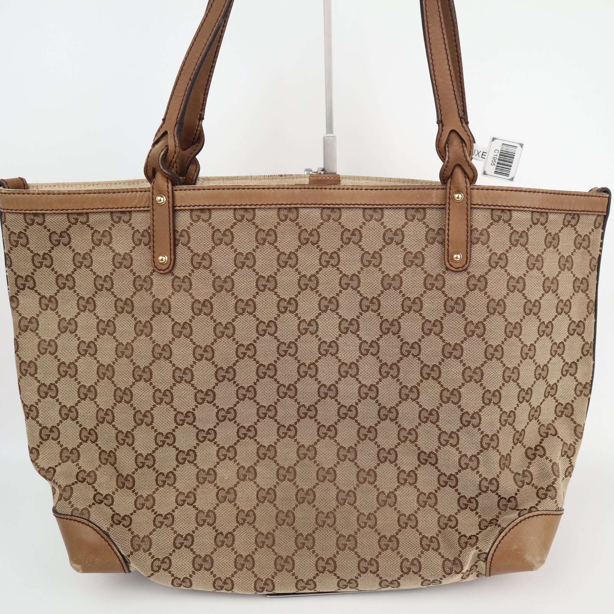 C1955 Gucci Tote Bag GG Tote Bag In With Pouch | Pre-Owned Very Good Brown Canvas GG Monogram
