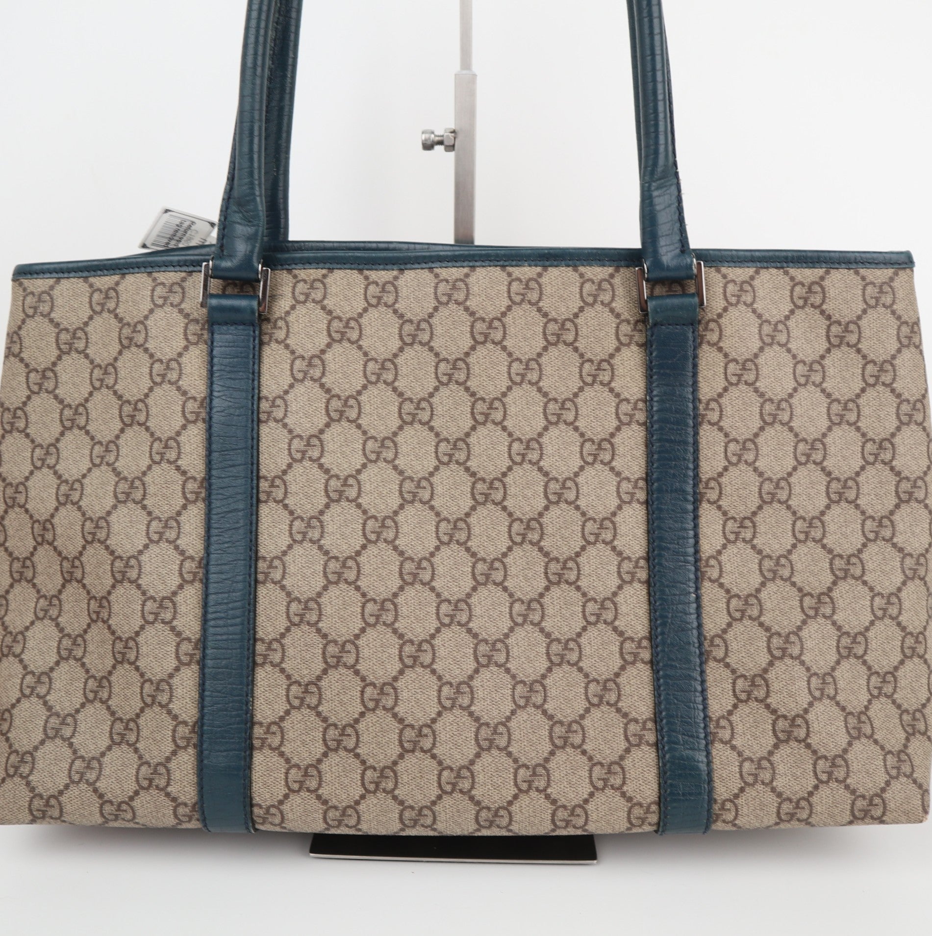C1960 Gucci Tote Bag GG Supreme Joy Tote | Pre-Owned Excellent Green Canvas and Leather GG Supreme