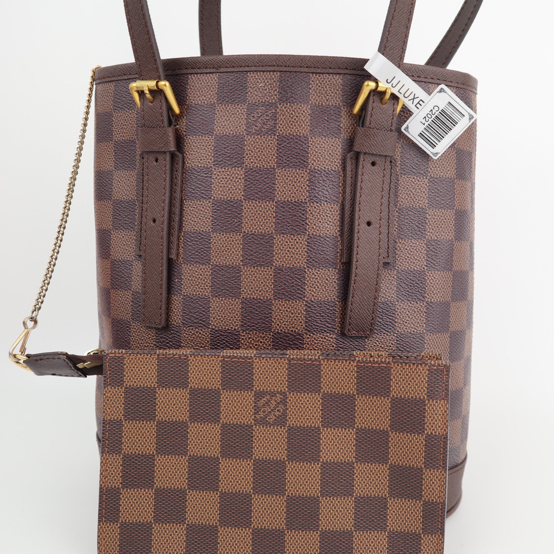 C2021R Louis Vuitton Bucket Bag Marais Bucket | Pre-Owned Excellent Brown Coated canvas Damier Ebene