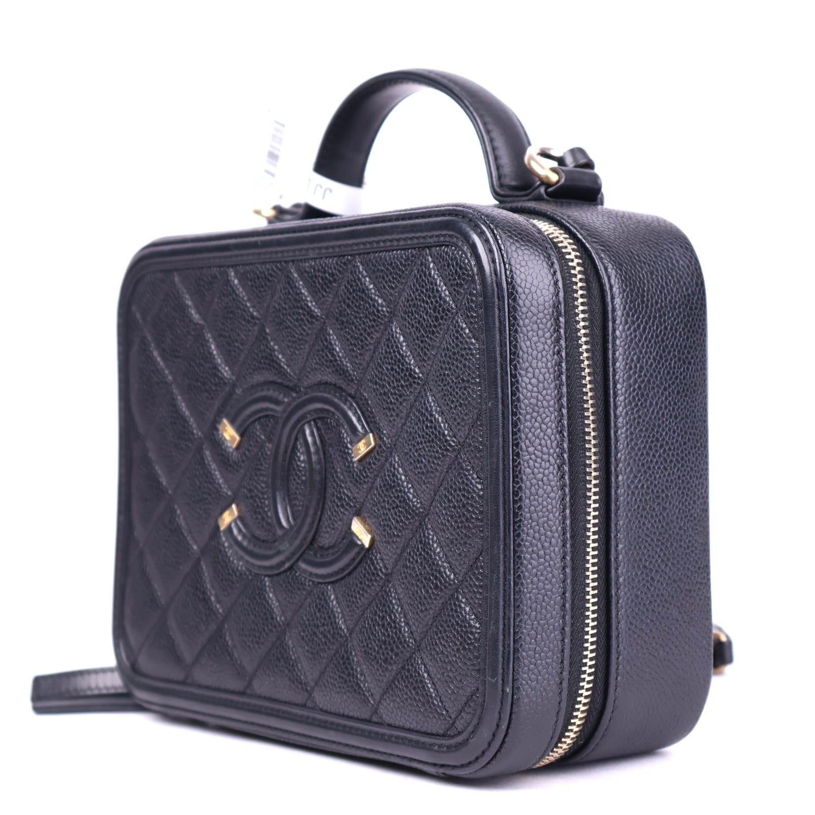 J3731 Chanel Black Caviar Filigree CC Vanity Case Bag- Pre Owned
