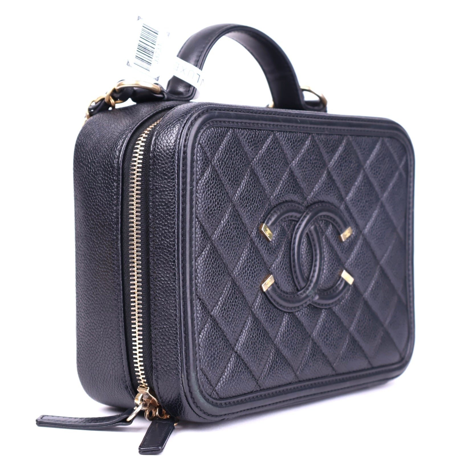J3731 Chanel Black Caviar Filigree CC Vanity Case Bag- Pre Owned