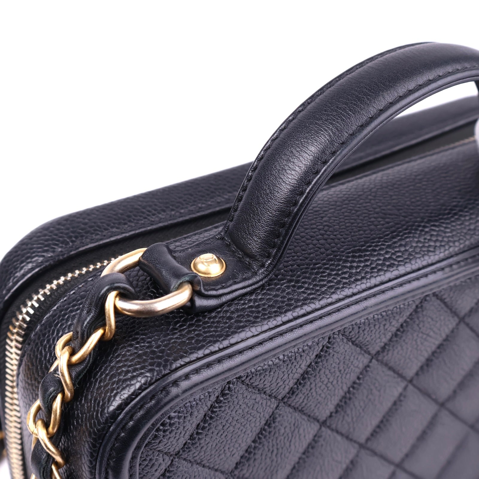 J3731 Chanel Black Caviar Filigree CC Vanity Case Bag- Pre Owned