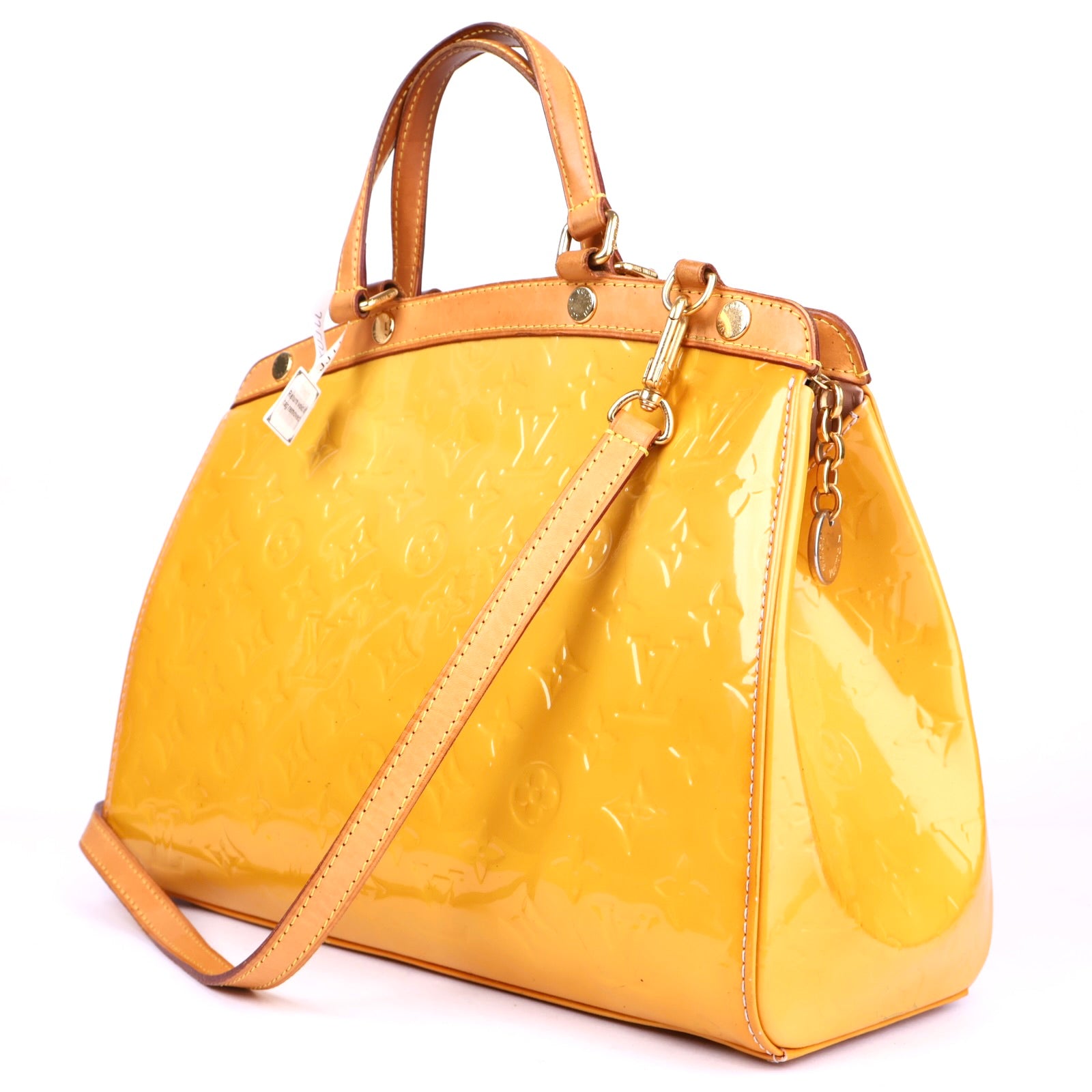 J3462 Louis Vuitton Yellow Patent Leather Brea Shoulder Bag MM- Pre Owned