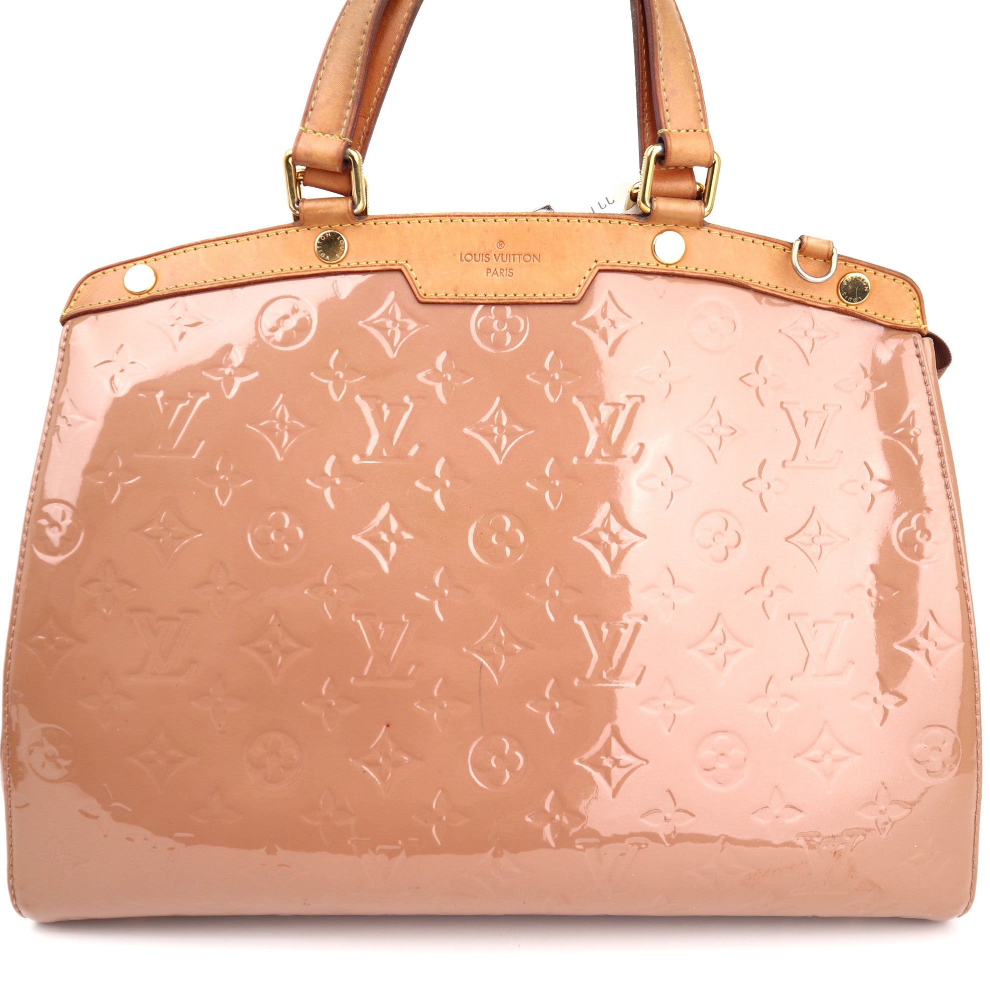 C1322 Louis Vuitton Beige Poudre Monogram Vernis Brea Rose Velours Bag-Pre Owned