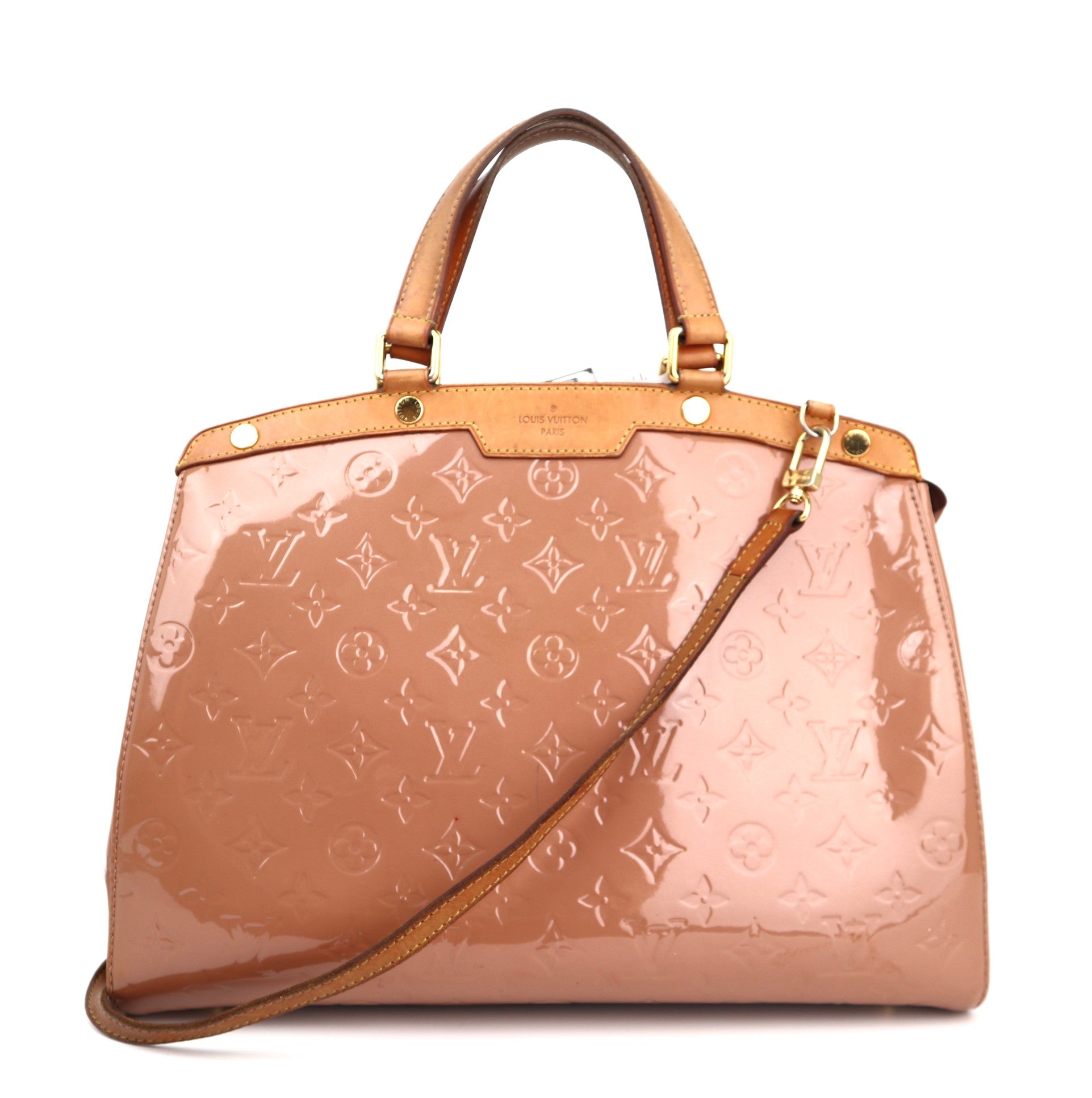 C1322 Louis Vuitton Beige Poudre Monogram Vernis Brea Rose Velours Bag-Pre Owned