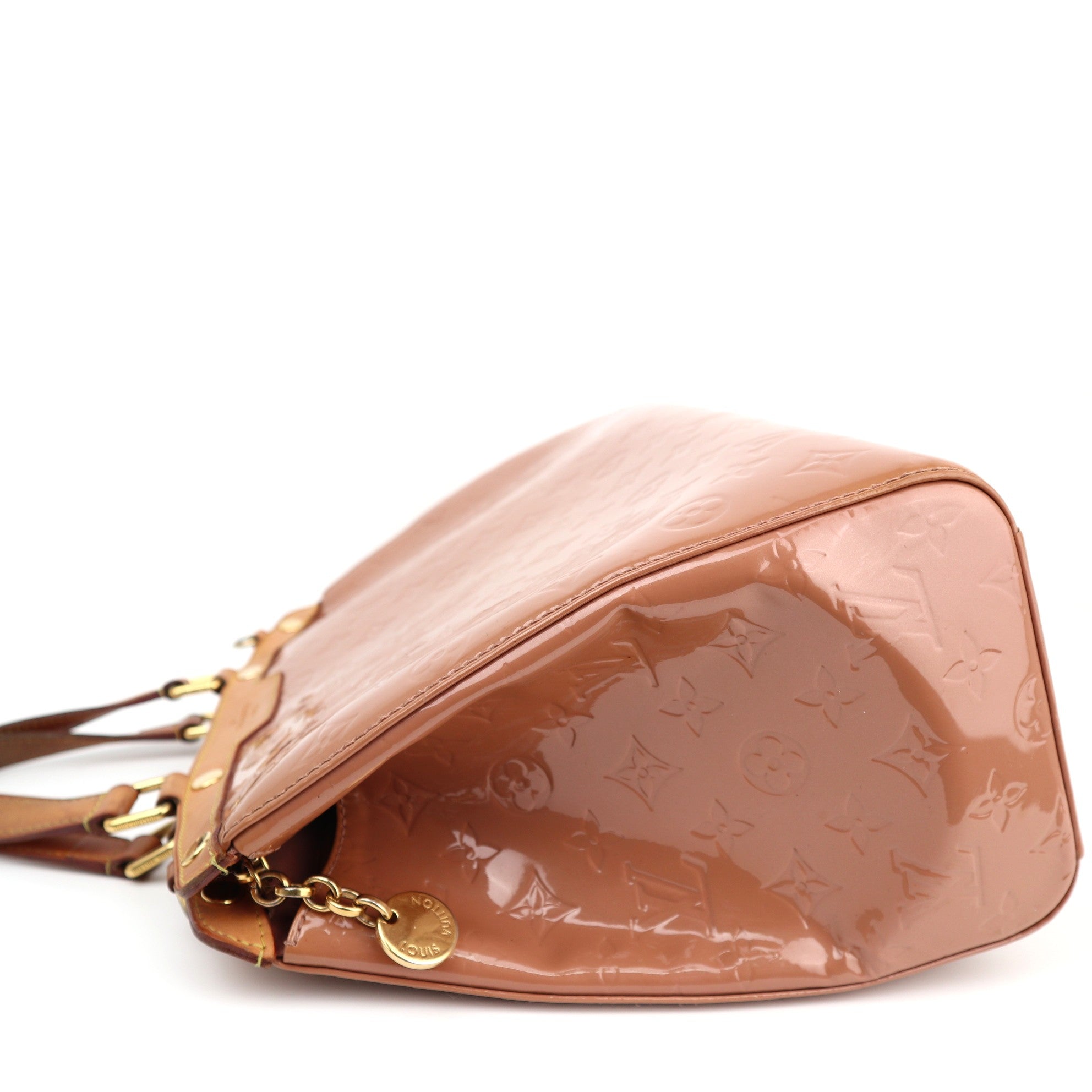 C1322 Louis Vuitton Beige Poudre Monogram Vernis Brea Rose Velours Bag-Pre Owned