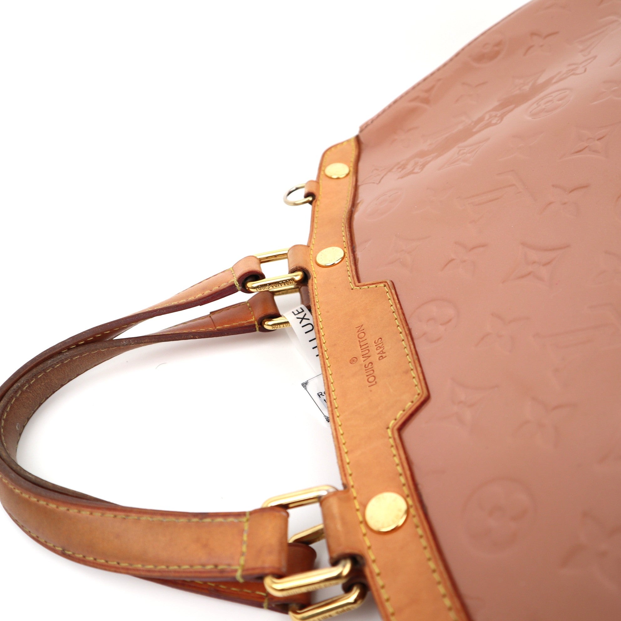 C1322 Louis Vuitton Beige Poudre Monogram Vernis Brea Rose Velours Bag-Pre Owned