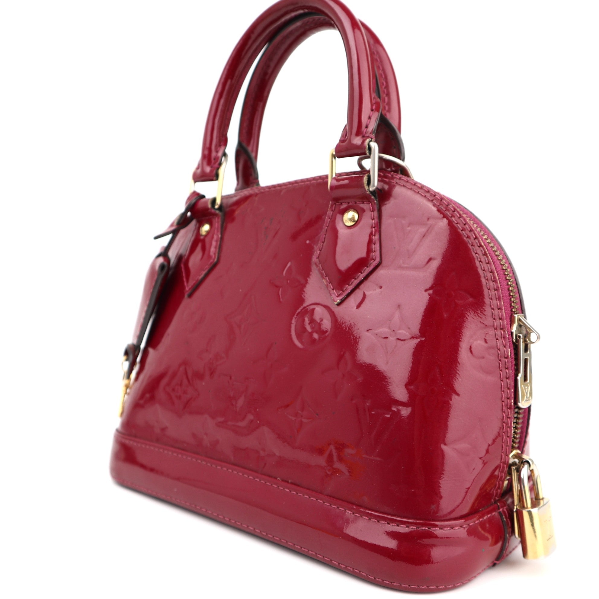 C1336 Louis Vuitton Pomme D'Amour Monogram Vernis Alma BB-Pre Owned