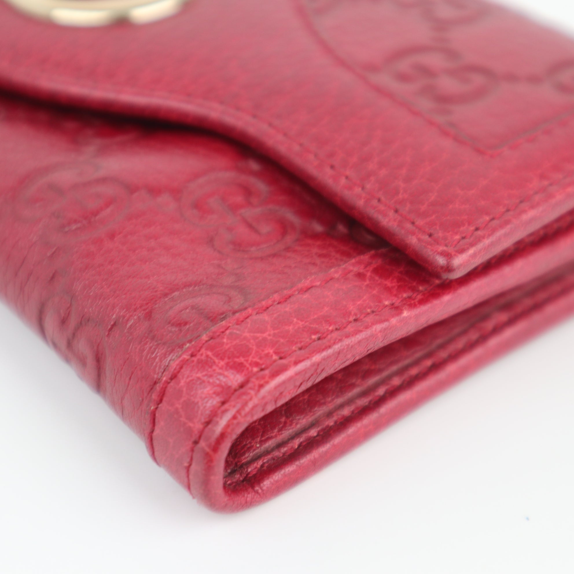 C2145 Gucci Wallet Sukey Guccissima Interlocking G Red | Pre-Owned Very Good Red Guccissima