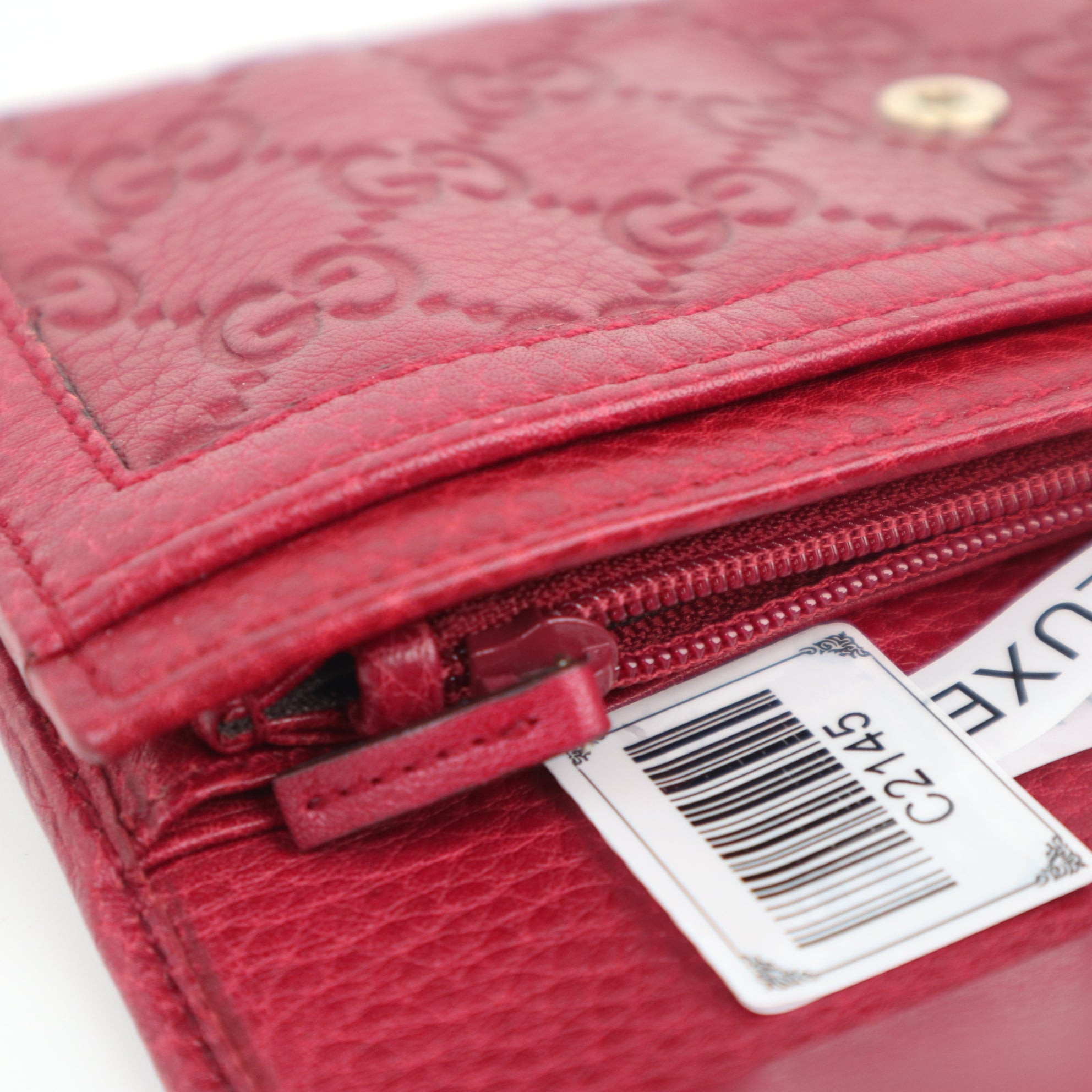C2145 Gucci Wallet Sukey Guccissima Interlocking G Red | Pre-Owned Very Good Red Guccissima