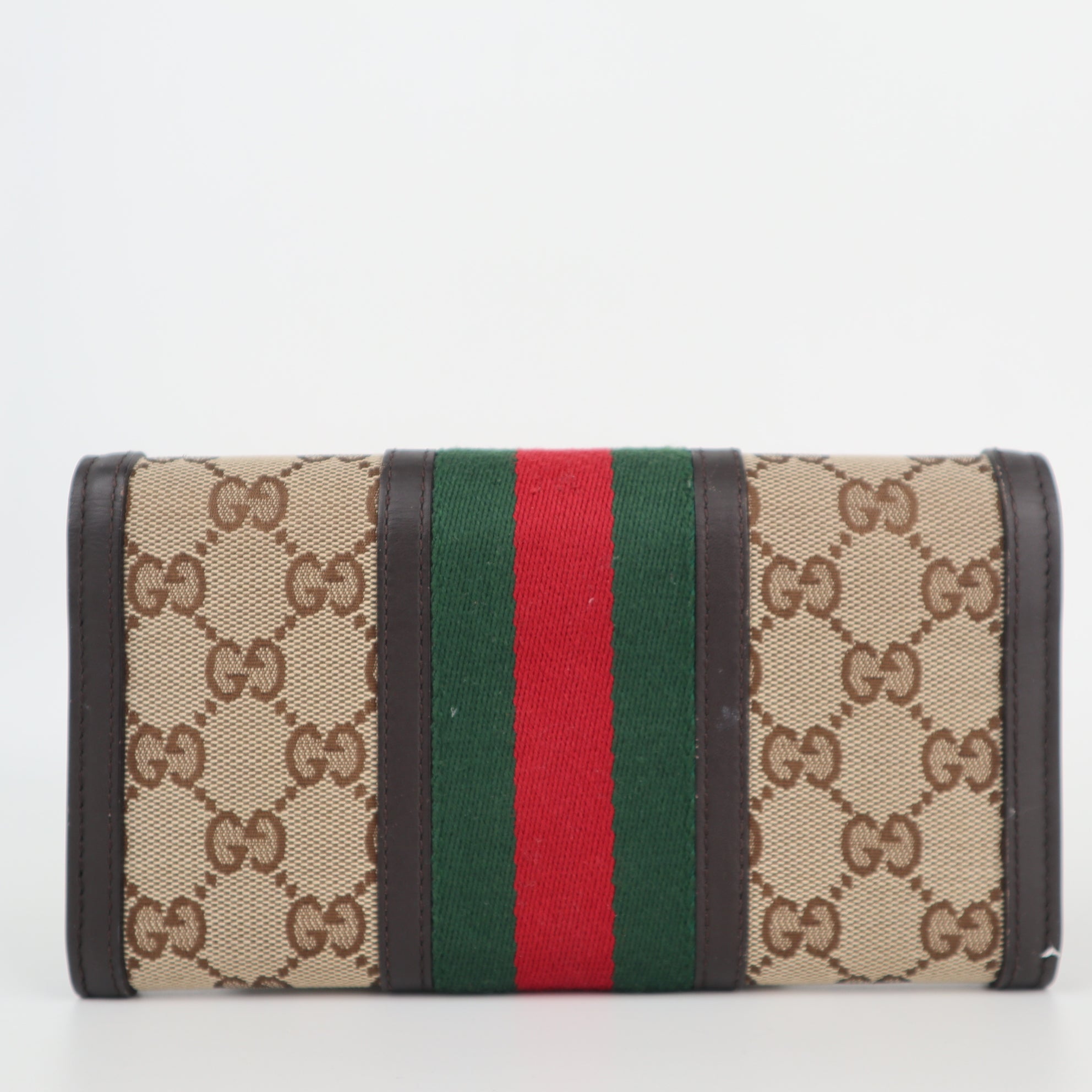 C2149 Gucci Wallet GG Canvas Web Wallet | Pre-Owned Very Good Brown GG Canvas
