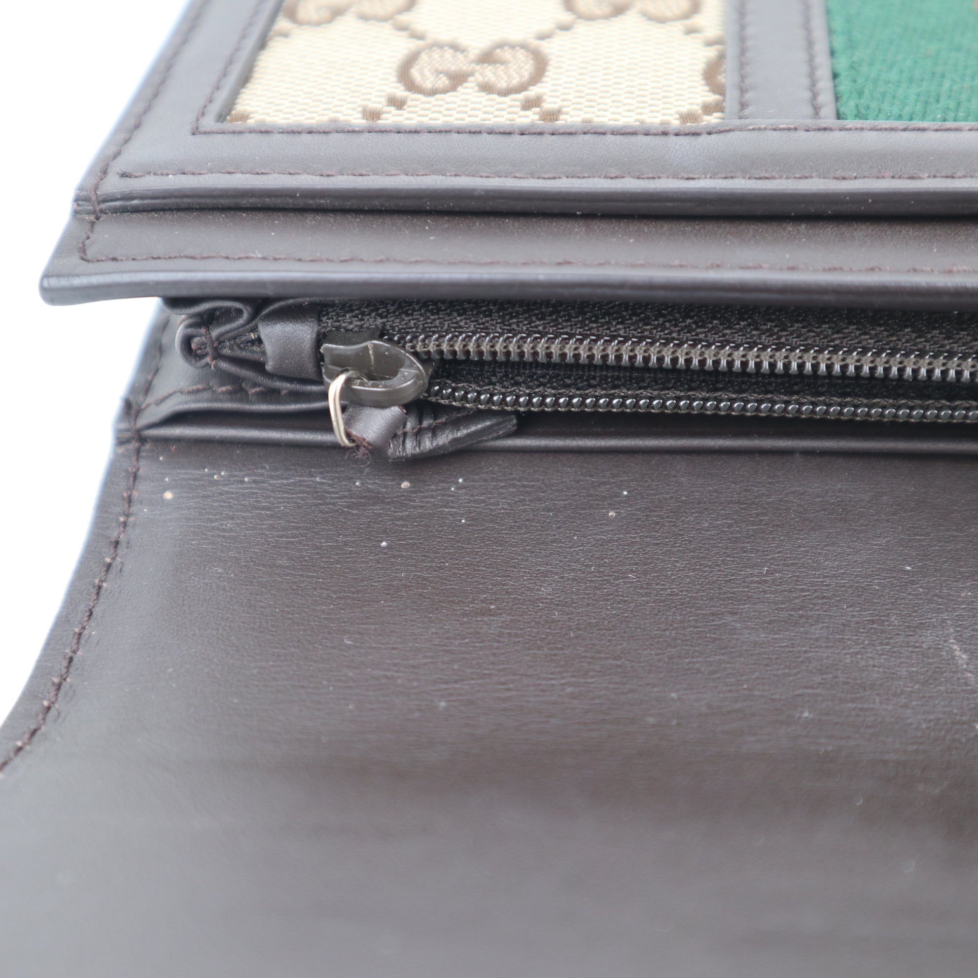 C2149 Gucci Wallet GG Canvas Web Wallet | Pre-Owned Very Good Brown GG Canvas