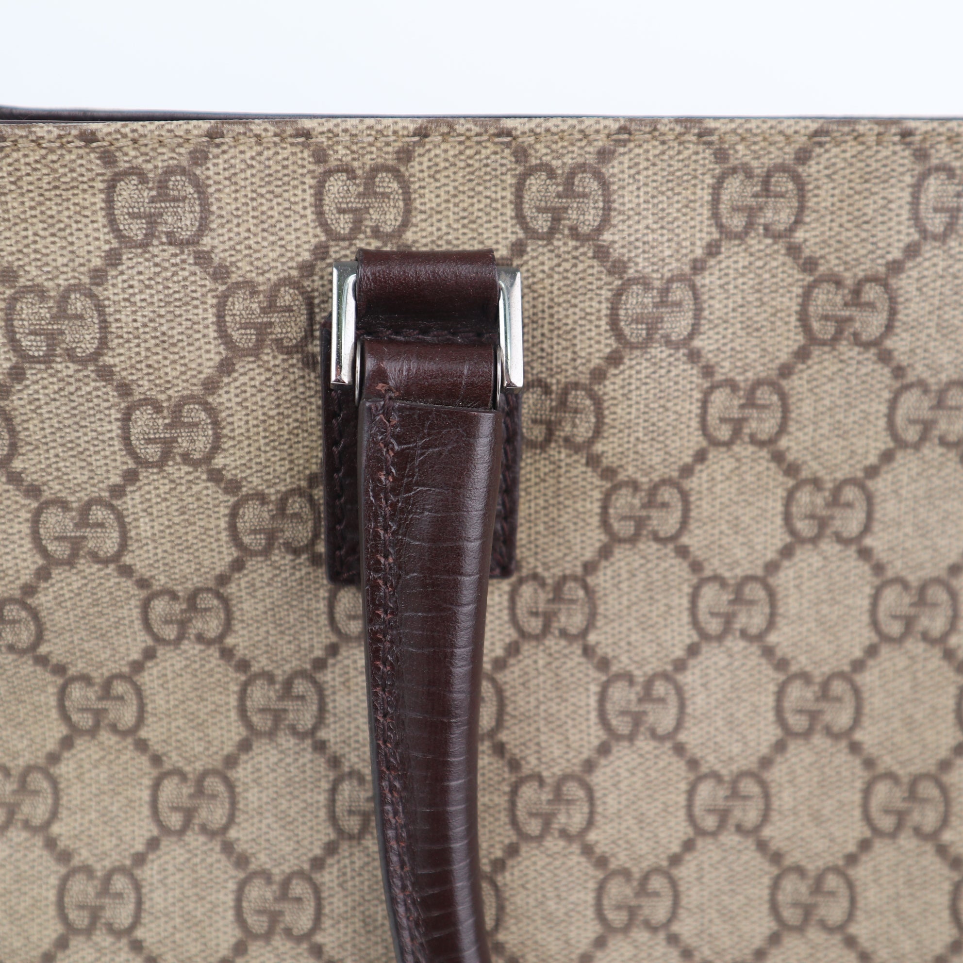 C2172 Gucci Tote Bag GG Supreme Canvas Tote Bag | Pre-Owned Excellent Brown GG Supreme