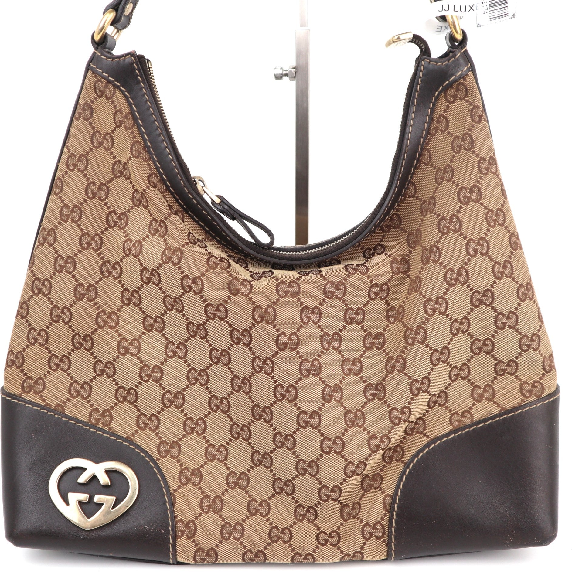 C2174 Gucci Shoulder Bag Monogram Medium Lovely Heart Hobo Bag | Pre-Owned Very Good Brown Monogram