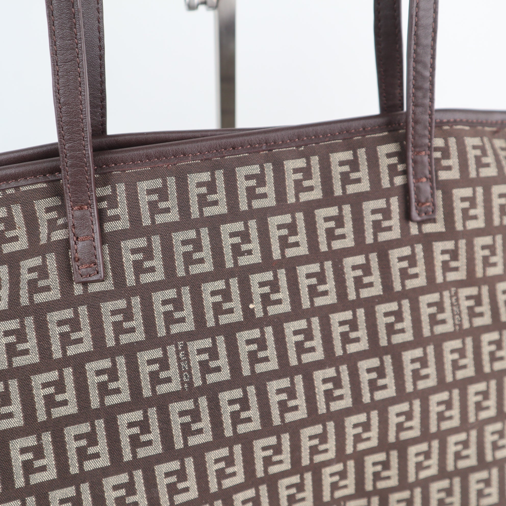 C2176 Fendi Tote Bag Zucca Canvas Roll Tote Bag | Pre-Owned Excellent Brown Zucca