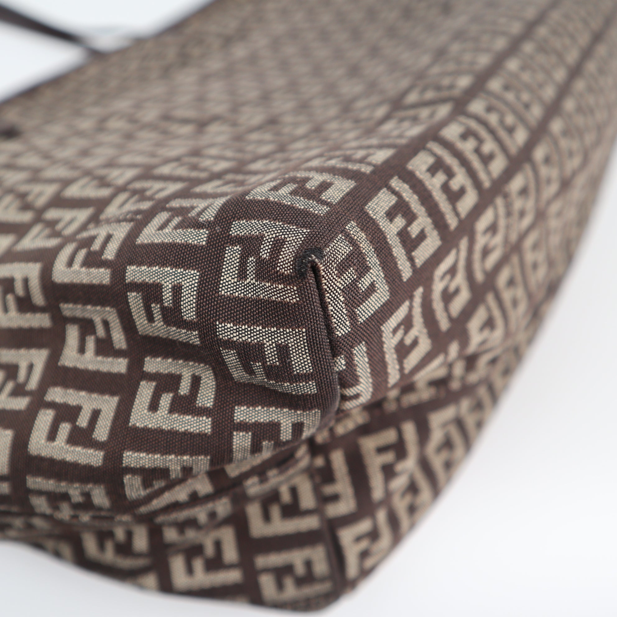 C2176 Fendi Tote Bag Zucca Canvas Roll Tote Bag | Pre-Owned Excellent Brown Zucca