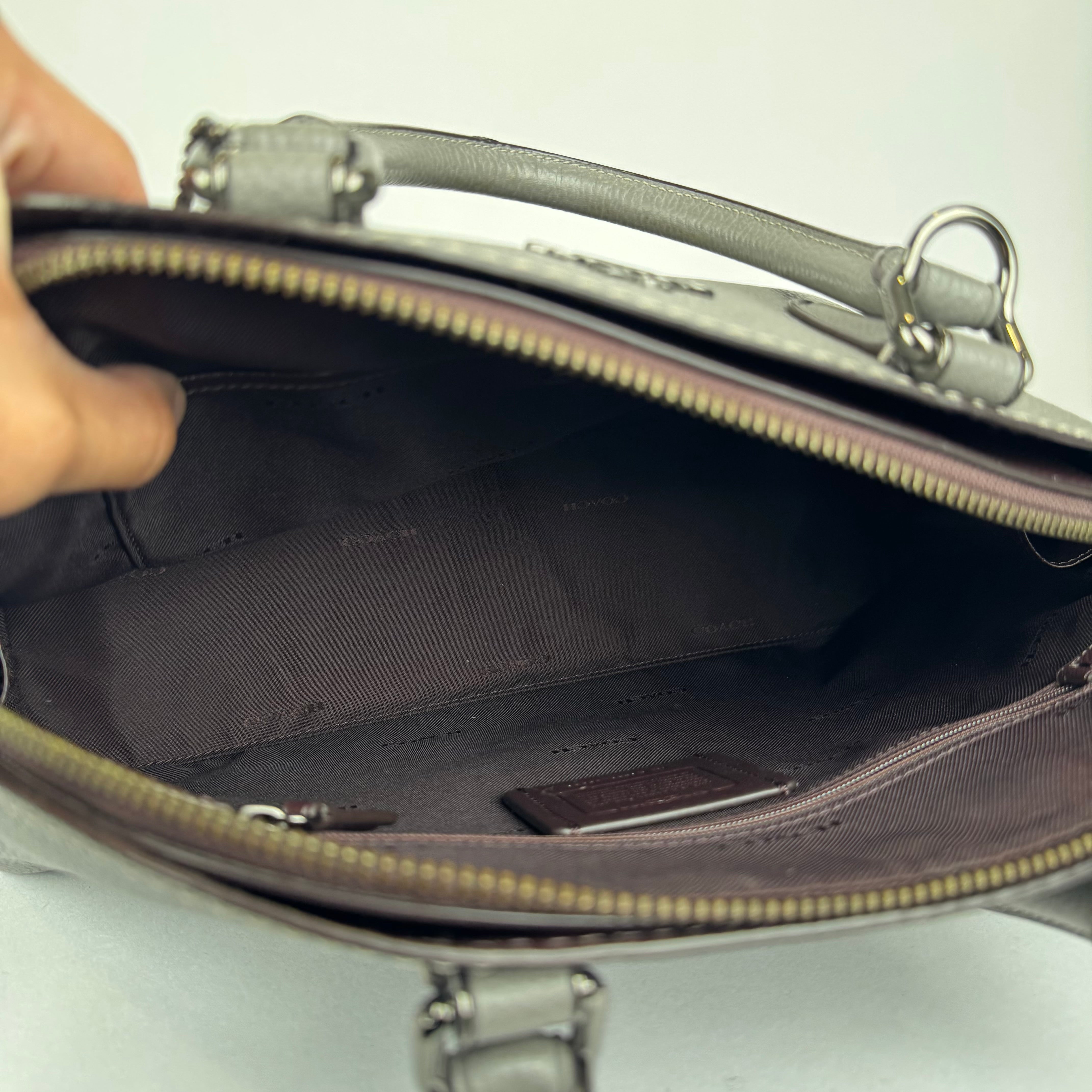 PRE OWNED- COACH Gray Signature Logo Top Handle Bag