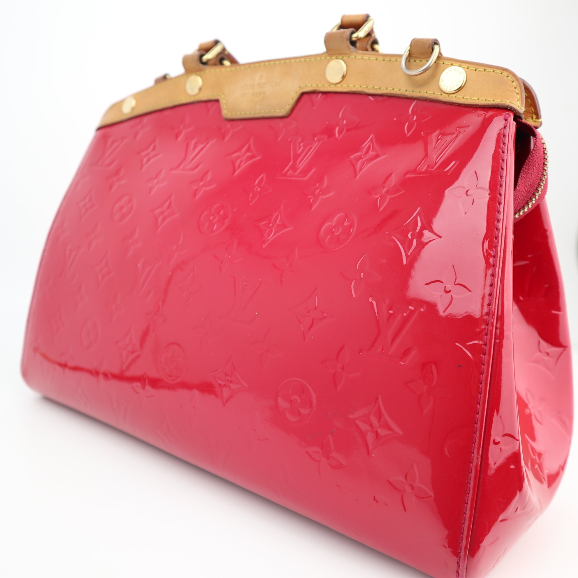 C1398 Louis Vuitton Rose Indian Monogram Vernis Brea MM Bag-Pre Owned