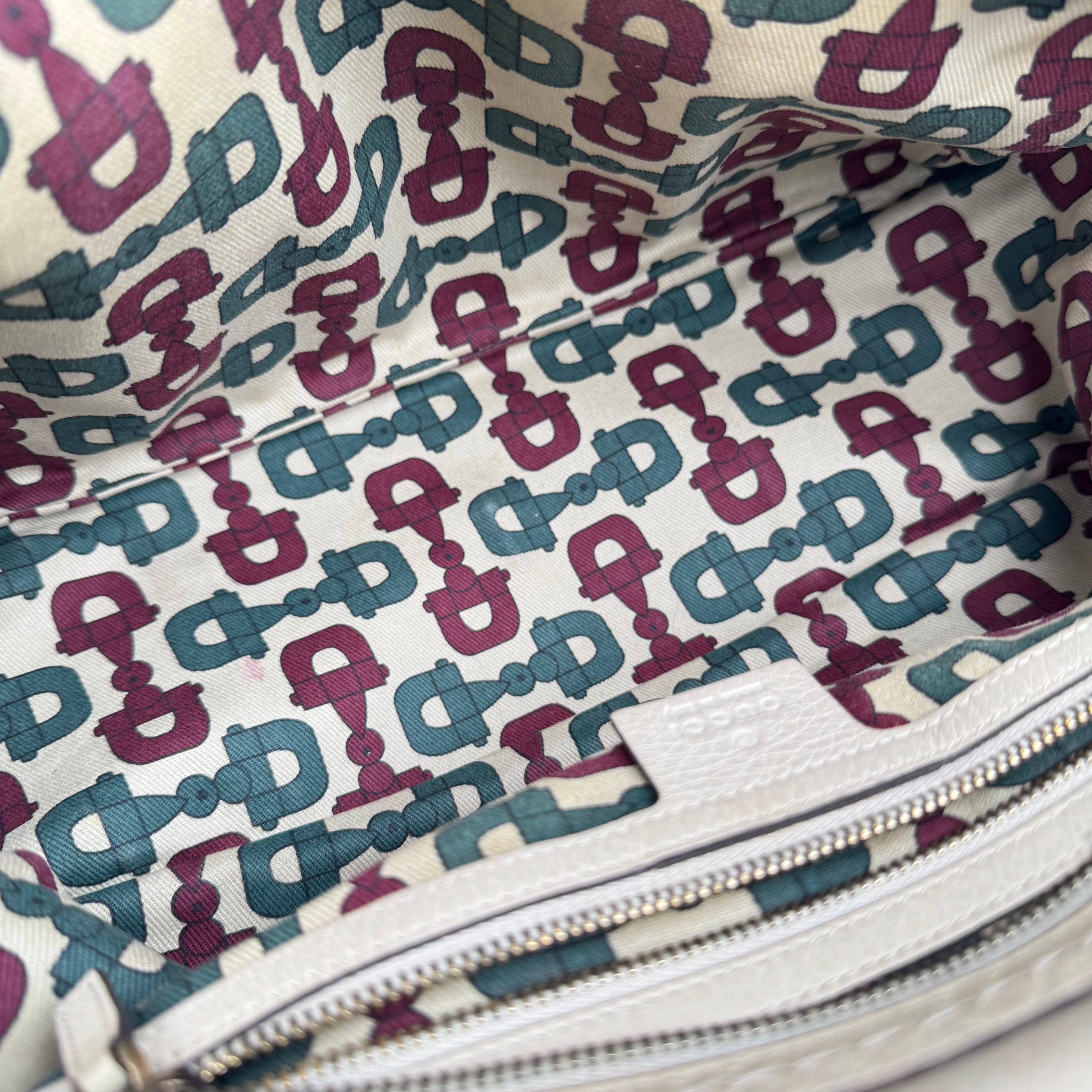 Gucci White Leather Boston Bag- Pre Owned